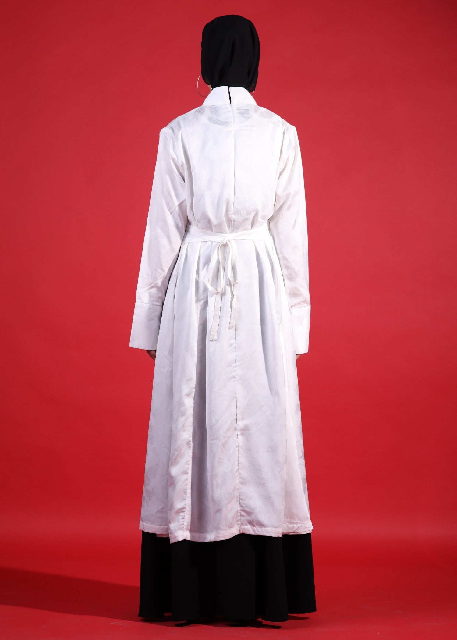 silk jamawar Skirt in Black, white