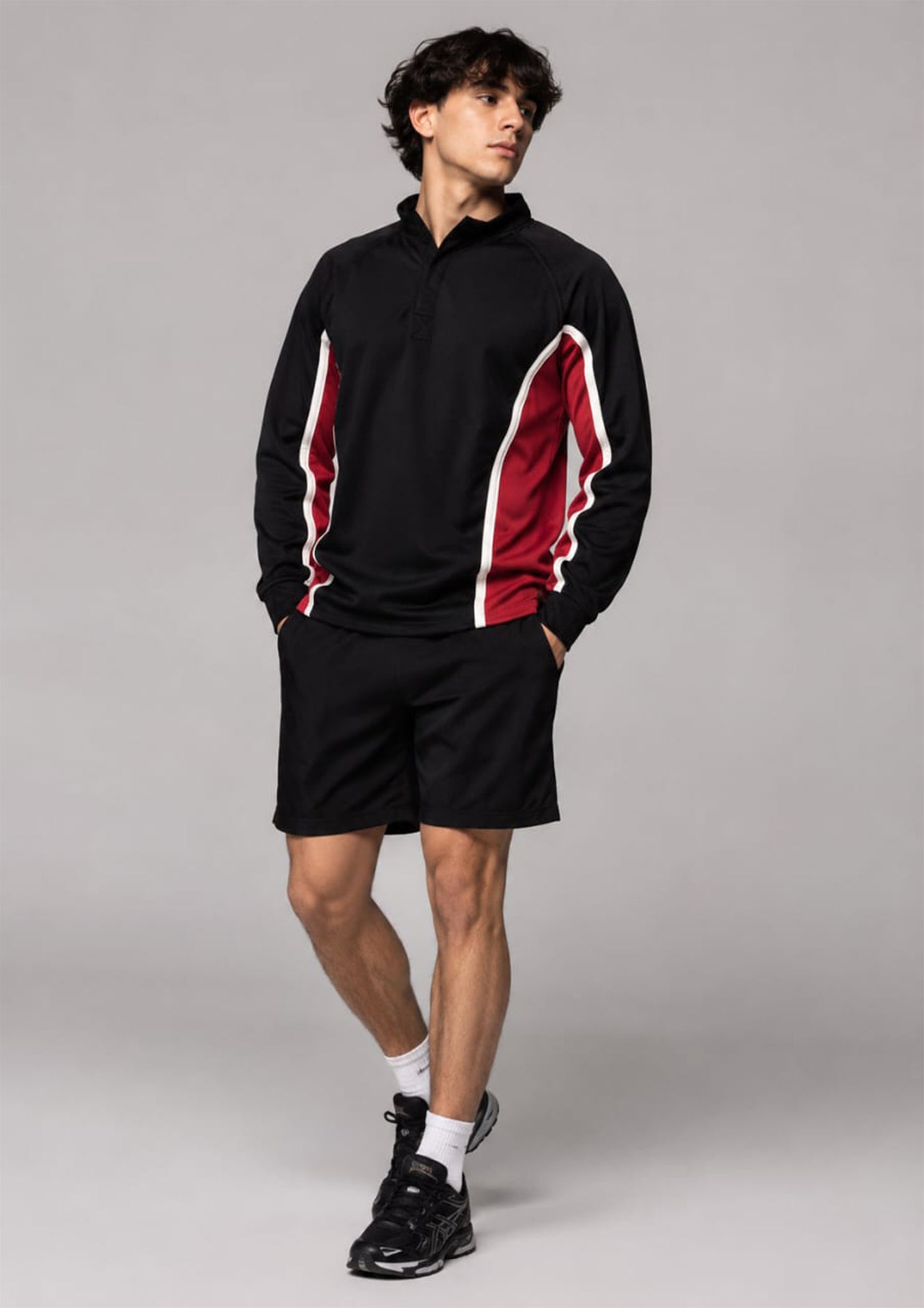 polyester Polo Shirt in Red, black, white