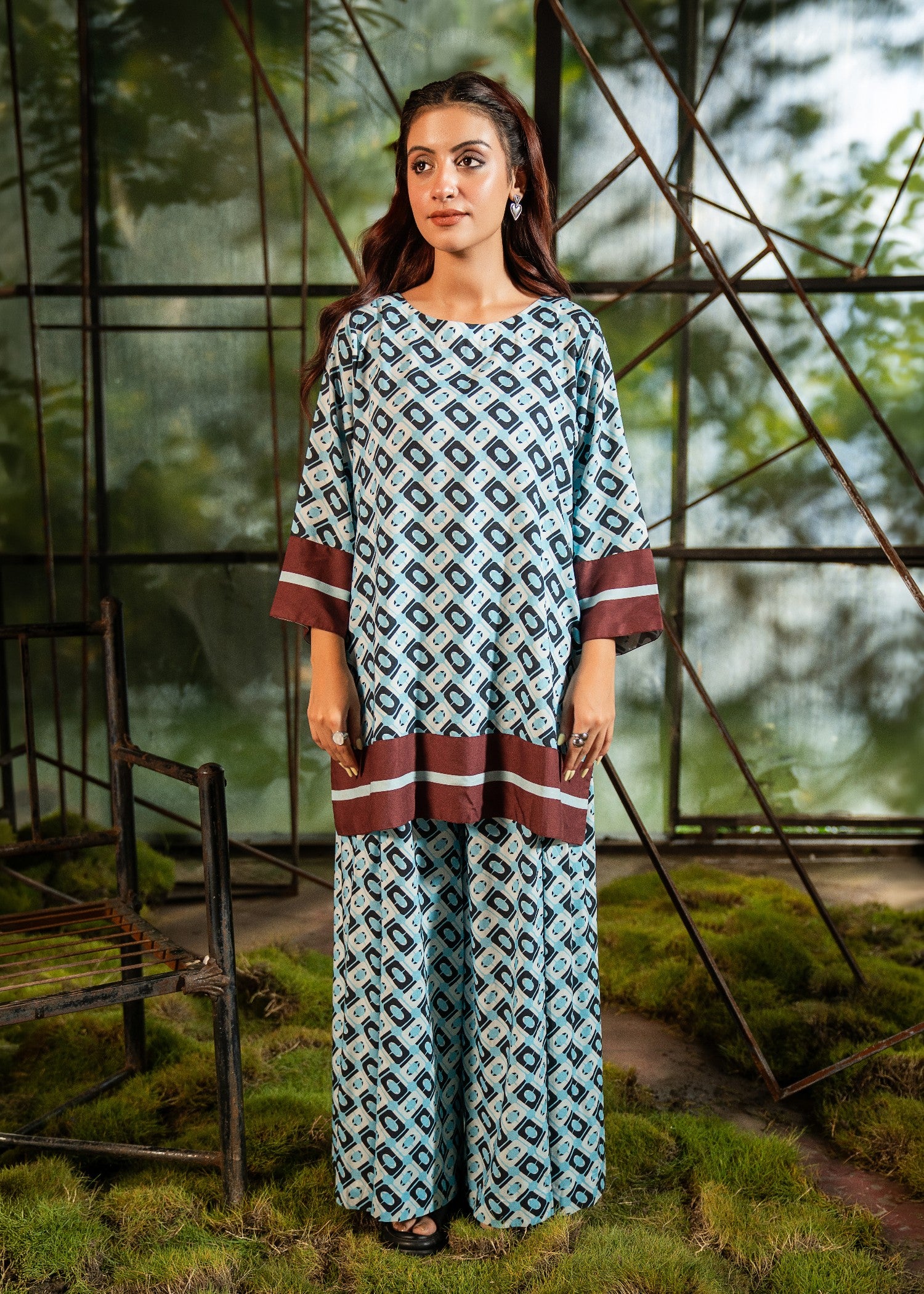 pure viscose Co Ord Sets in Light blue, jet black, rustic brown