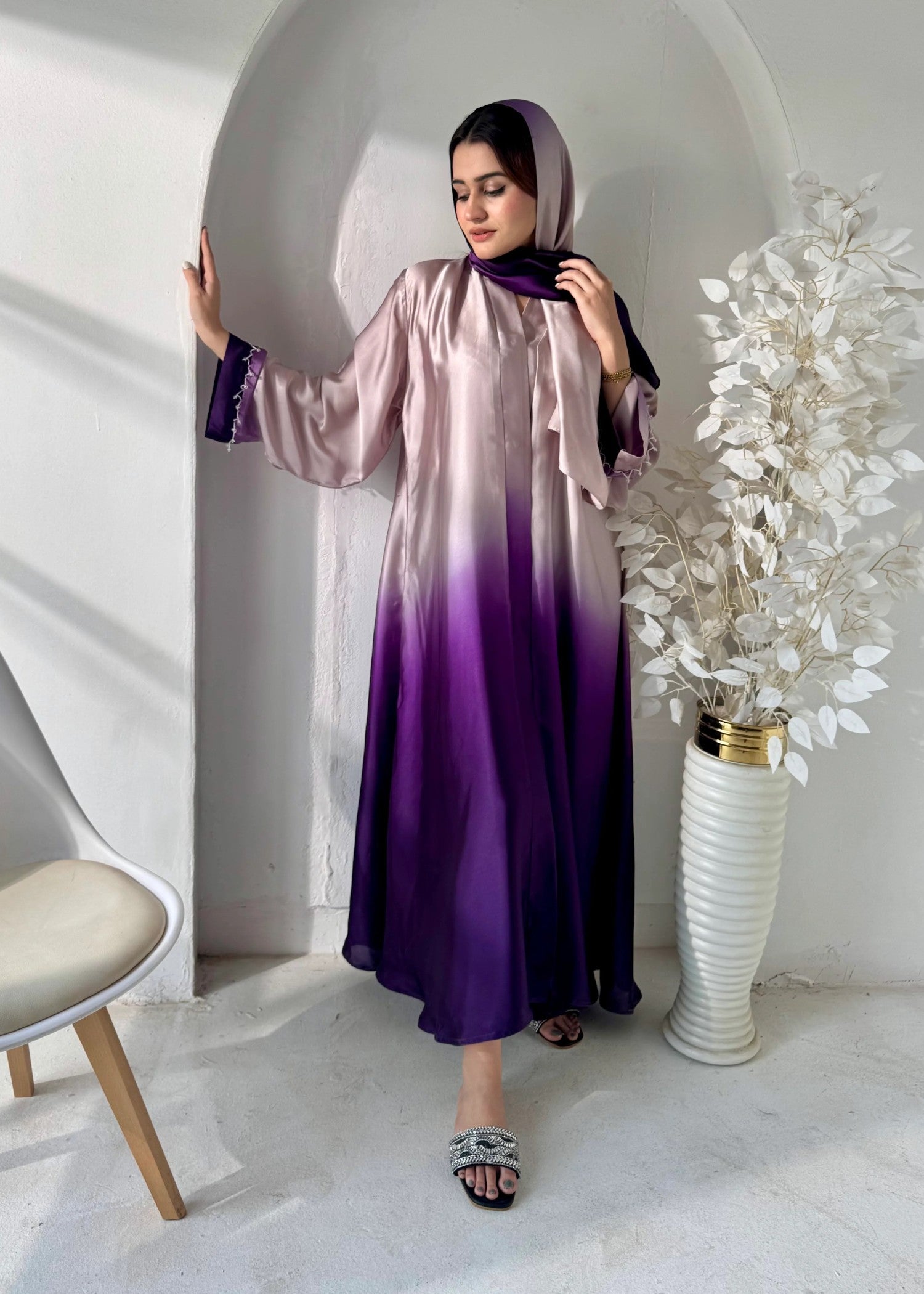 silk Abaya in Purple