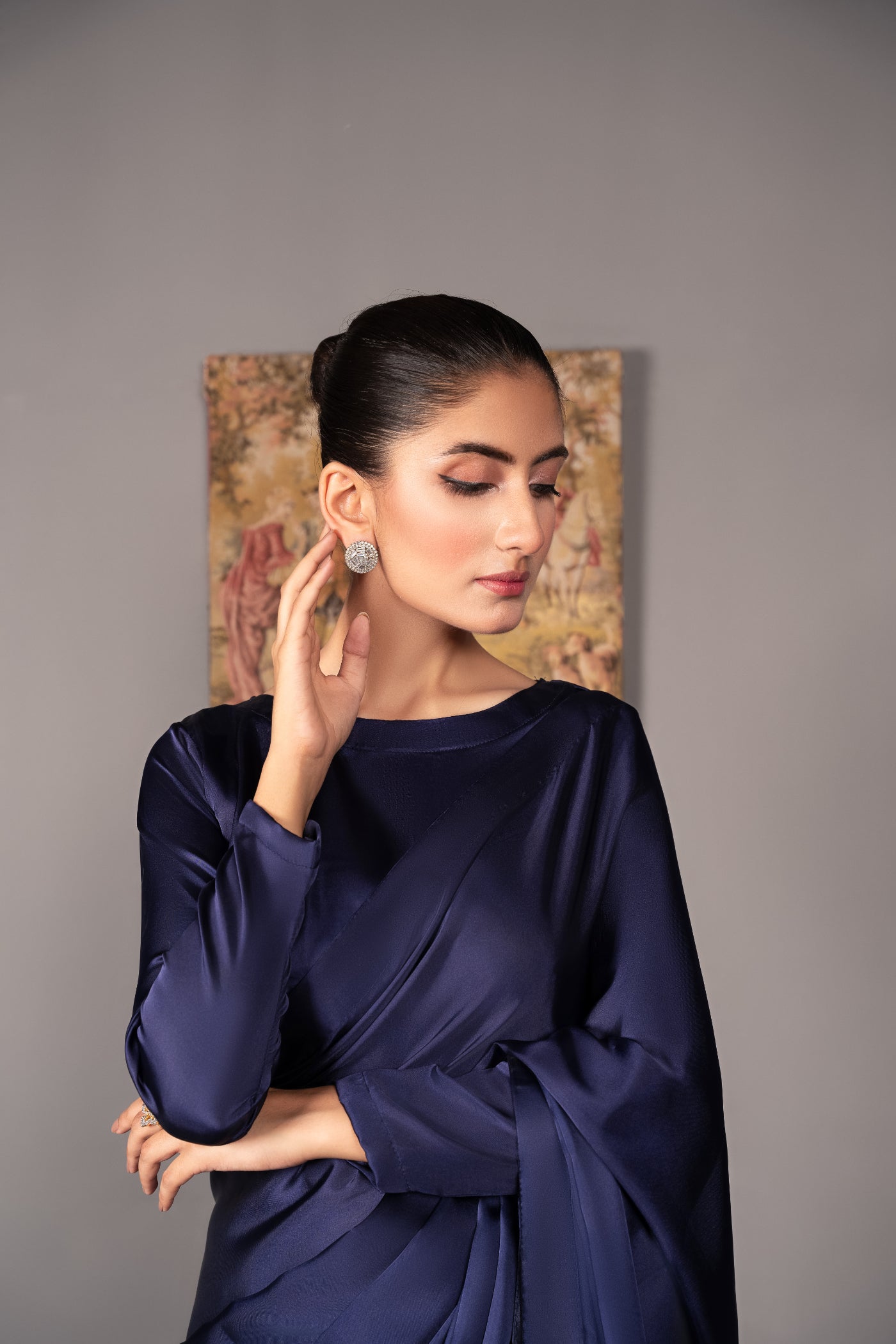 silk Saree in Navy blue