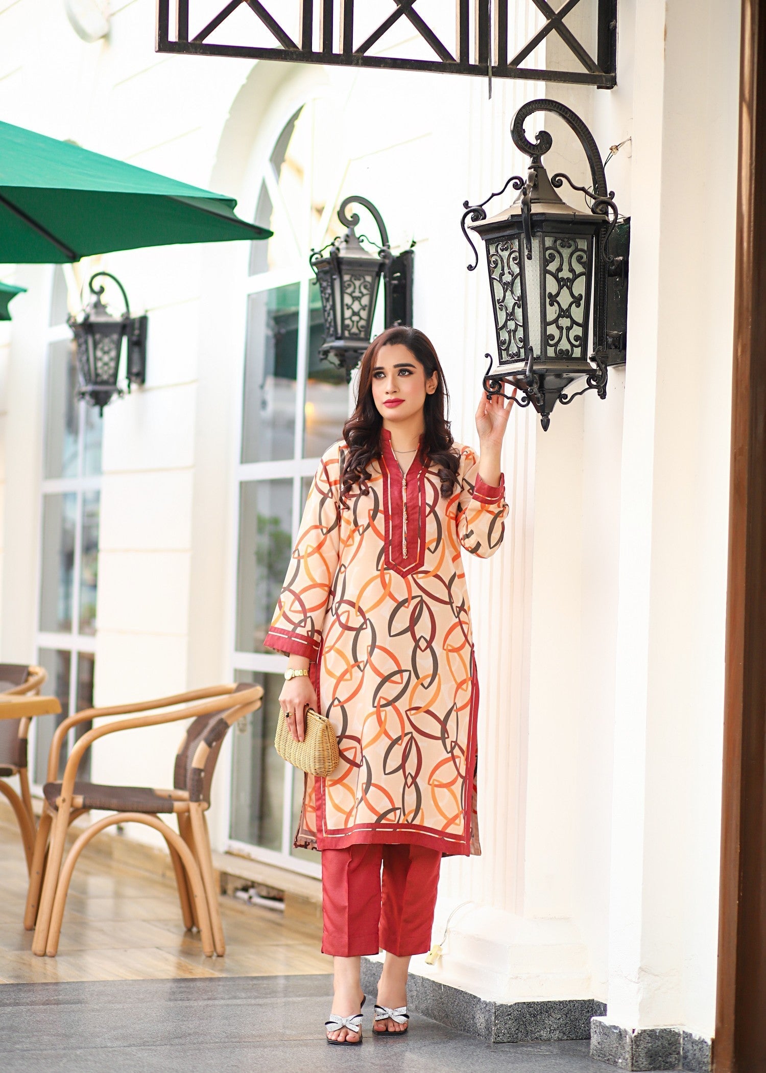 chambray Kurta Set in Multi