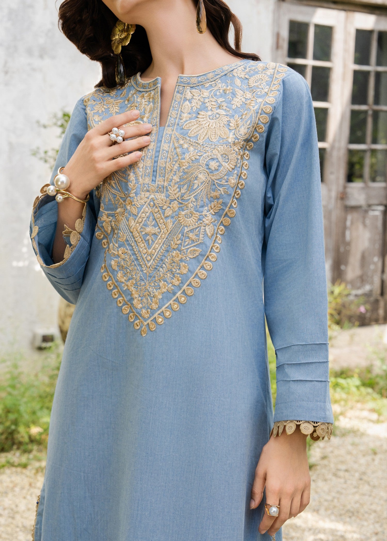 denim Kaftan in Sky blue