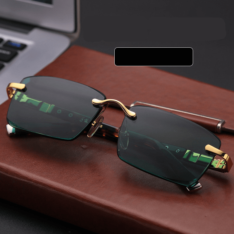 Lucky Dark Green Frameless Trimmed Sunglasses