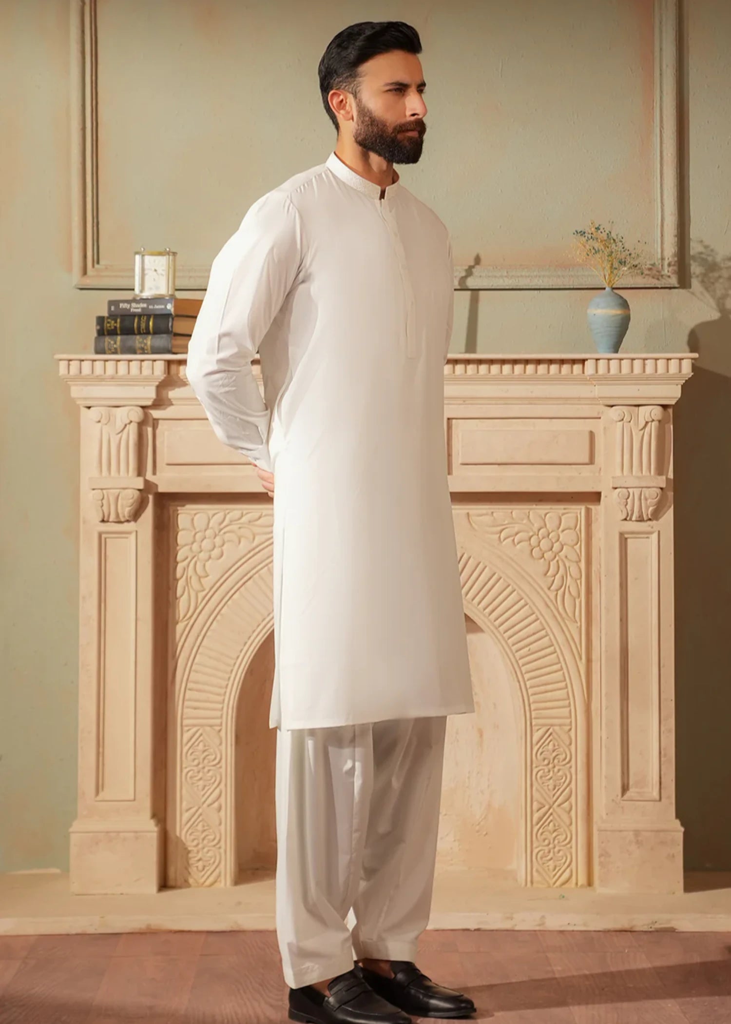 cotton Shalwar Kameez in Off-white by Zellbury