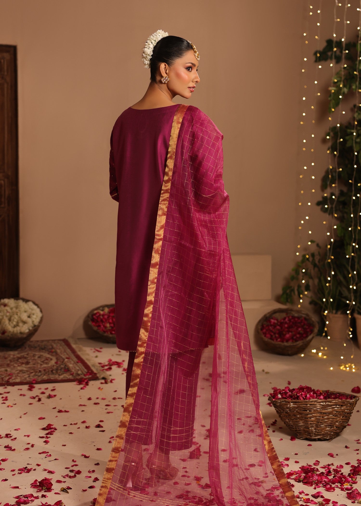 cotton silk Kurta Set in Magenta