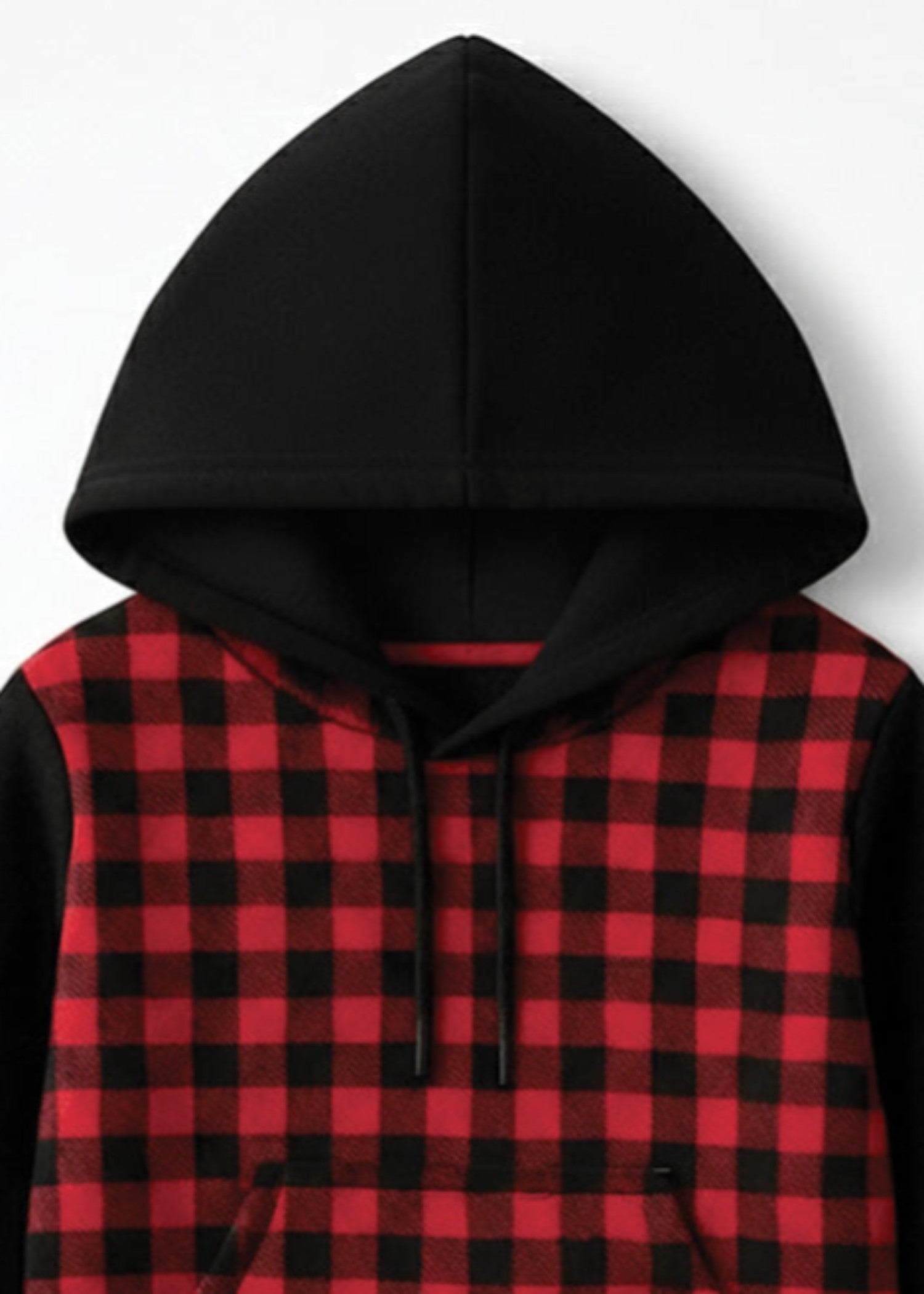 fleece Hoodie in Black, red