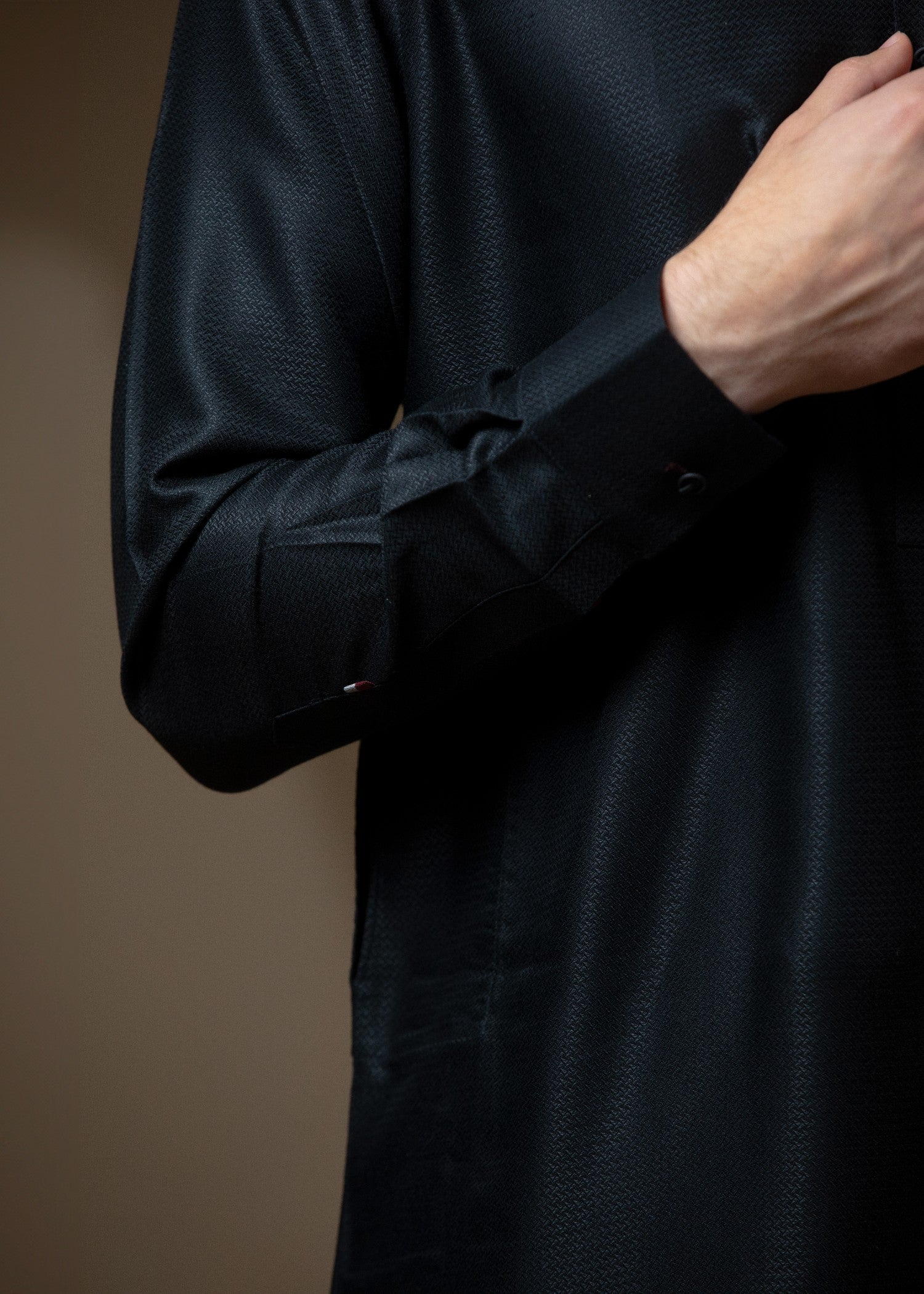 textured wash & wear Shalwar Kameez in Black