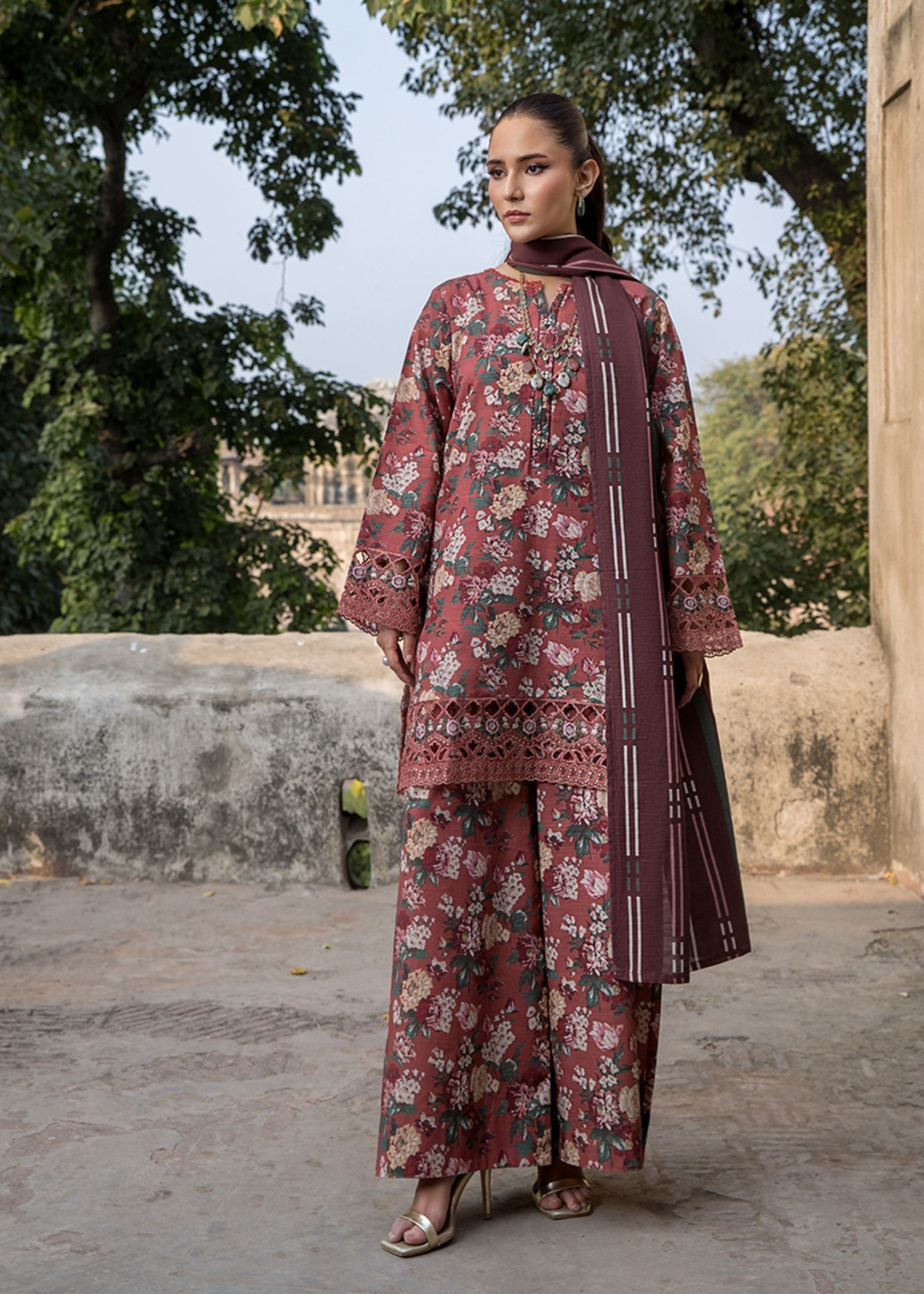 khaddar Kurta Set in Brown