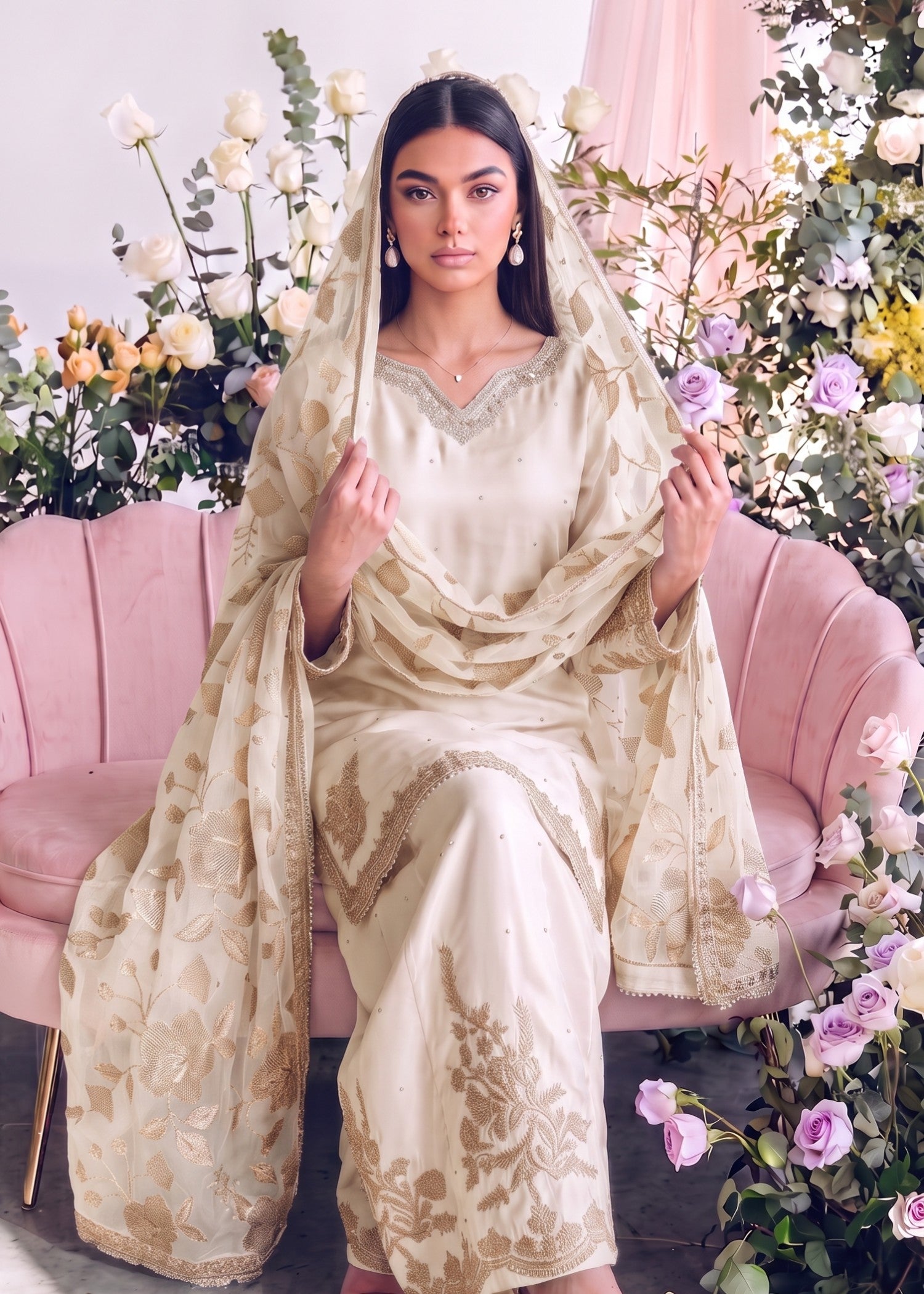 charmuse/shamooz Sharara in Cream