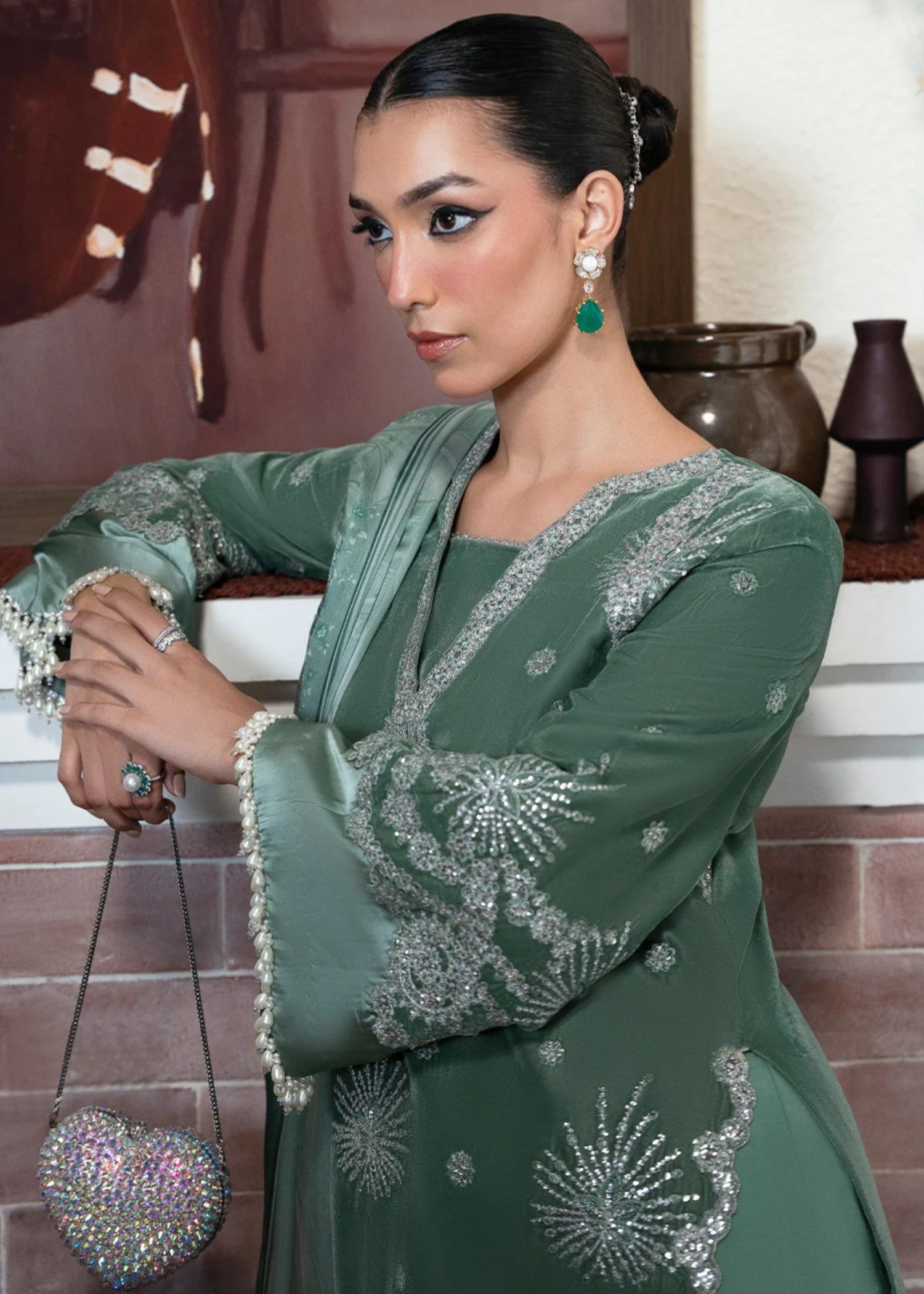 velvet Unstitched in Sea green