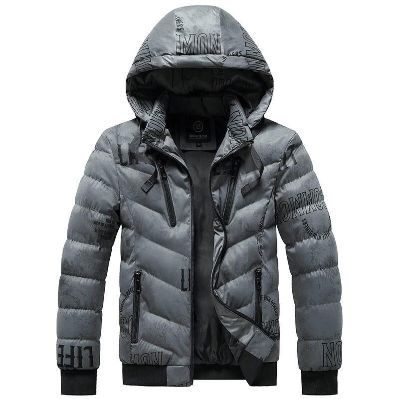 Men'S Winter Hooded plus Fleece Padded Coat