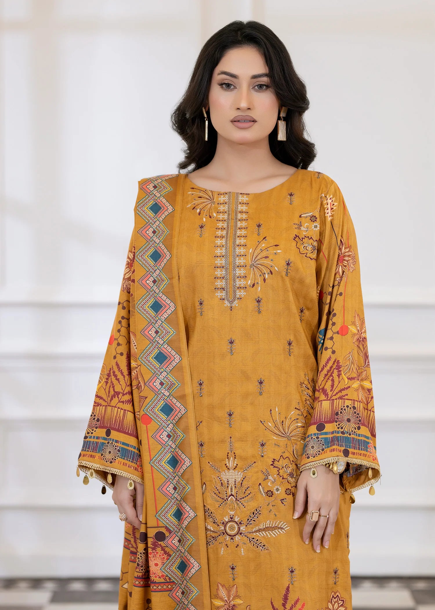 wool Kurta Set in Mustard