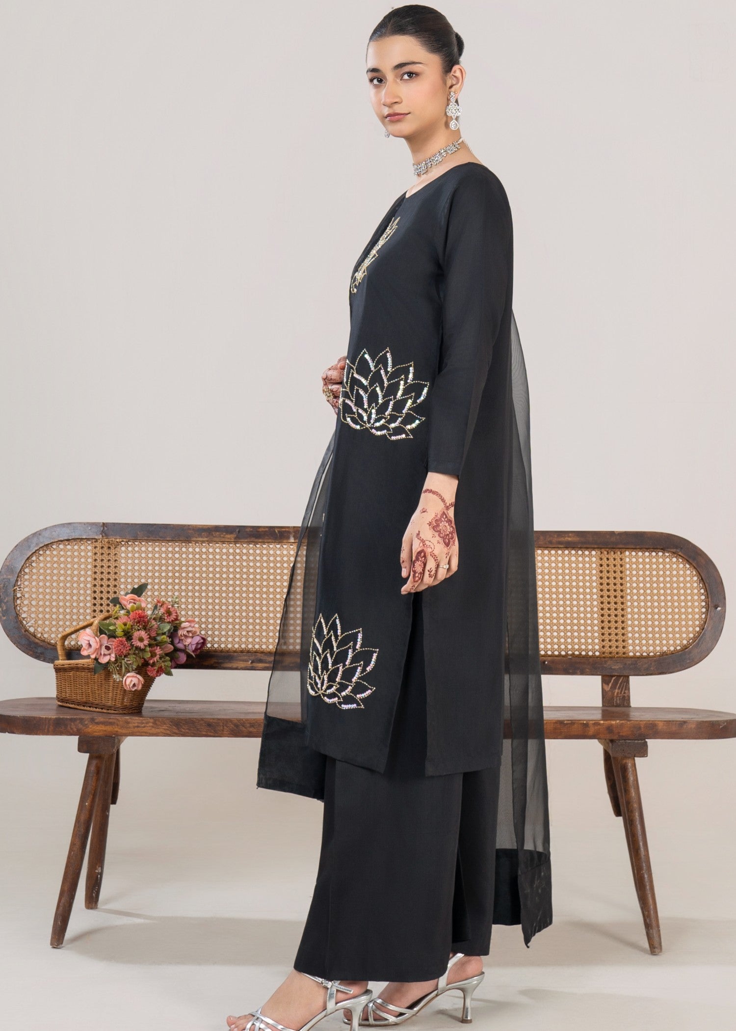 viscose Kurta Set in Jet black