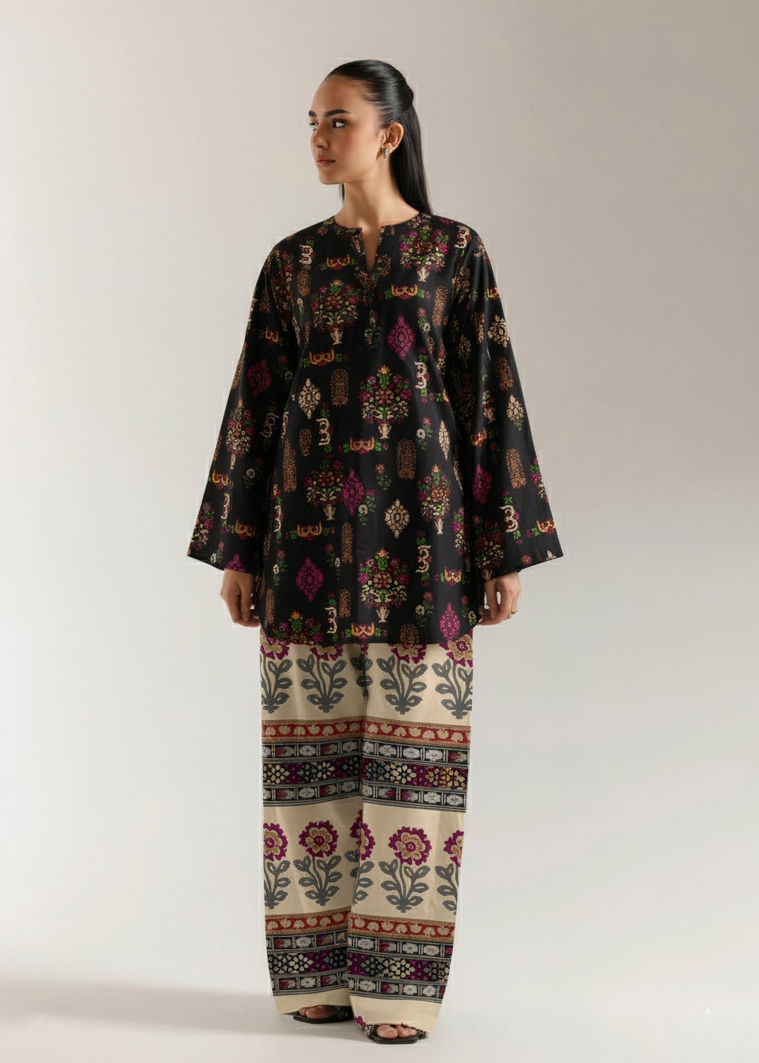 korean raw silk Co ord Sets in Black