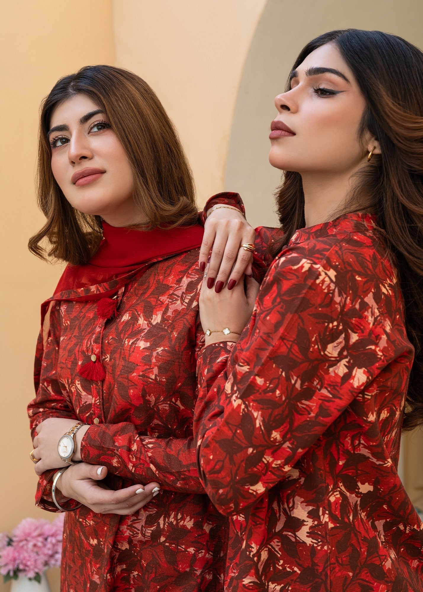 khaddar Co Ord Sets in Maroon