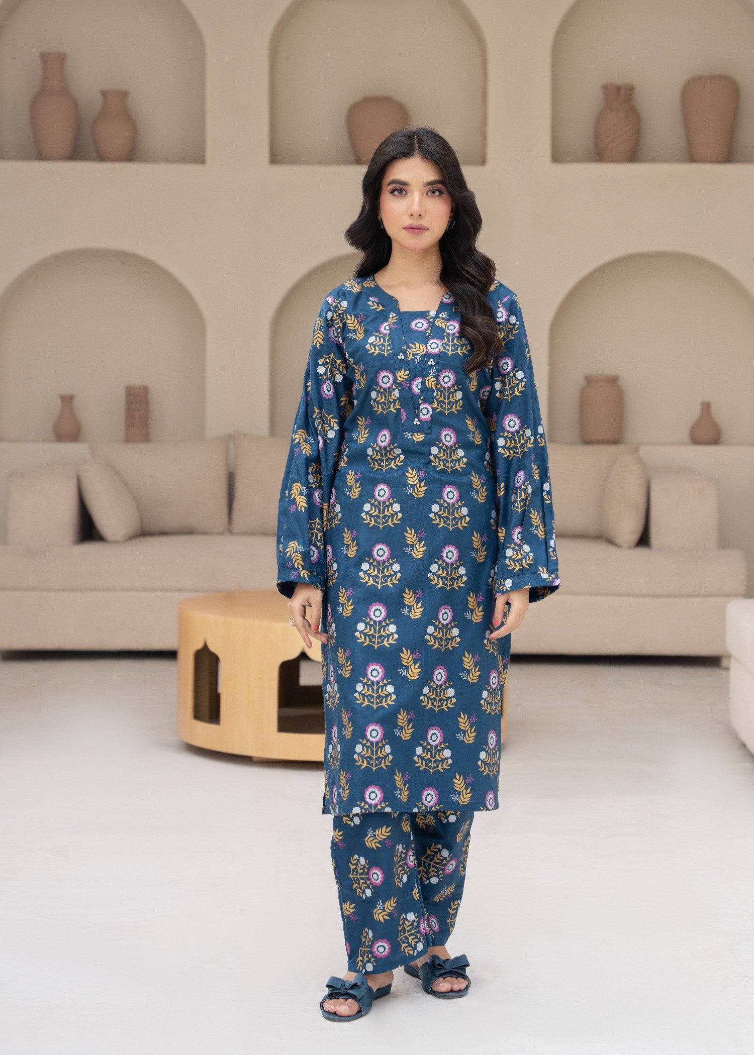 linen Co Ord Sets in Steel blue