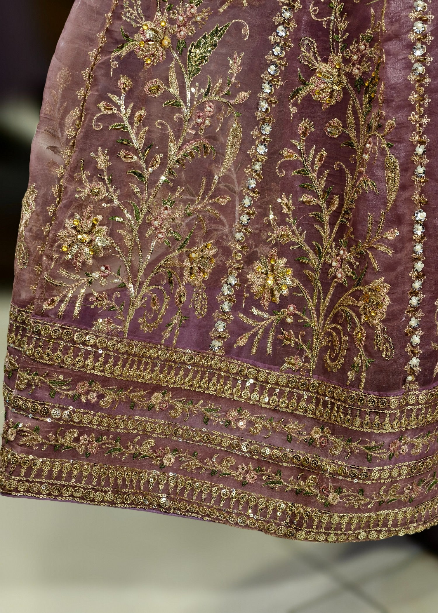 organza Lehenga in Mauve