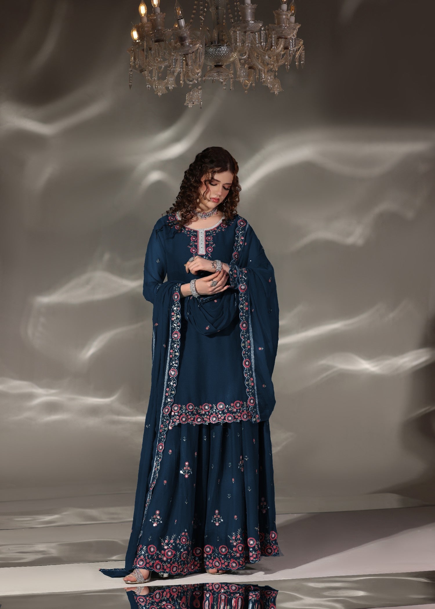 pk chiffon Sharara in Blue