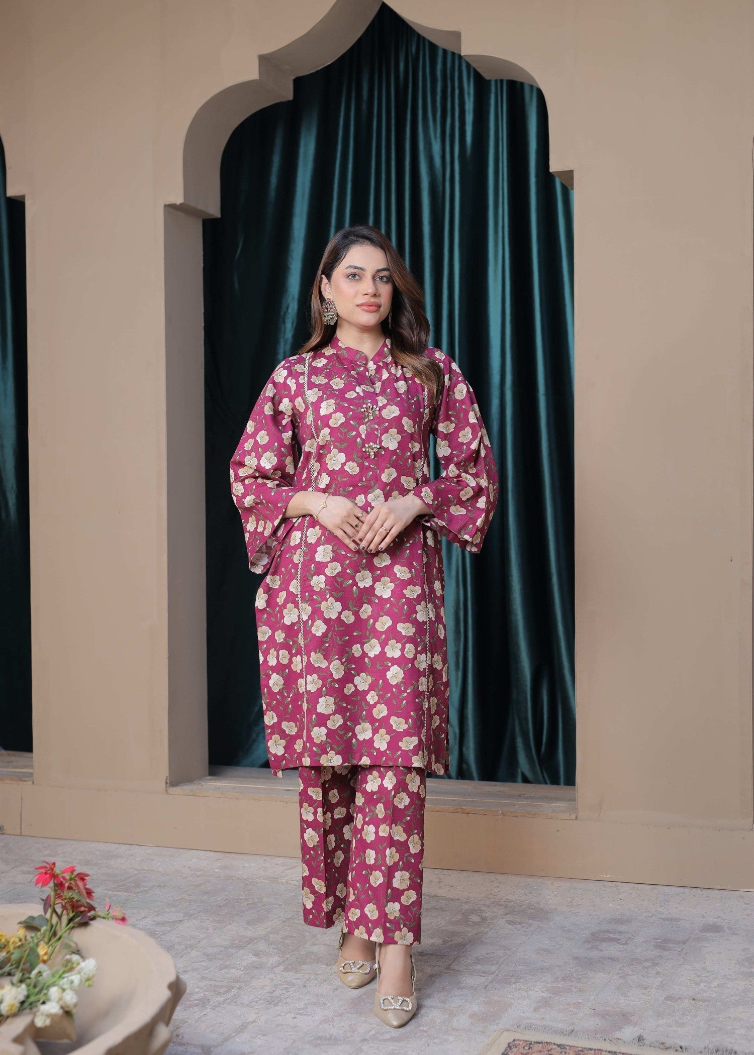khaddar Co Ord Sets in Fuchsia
