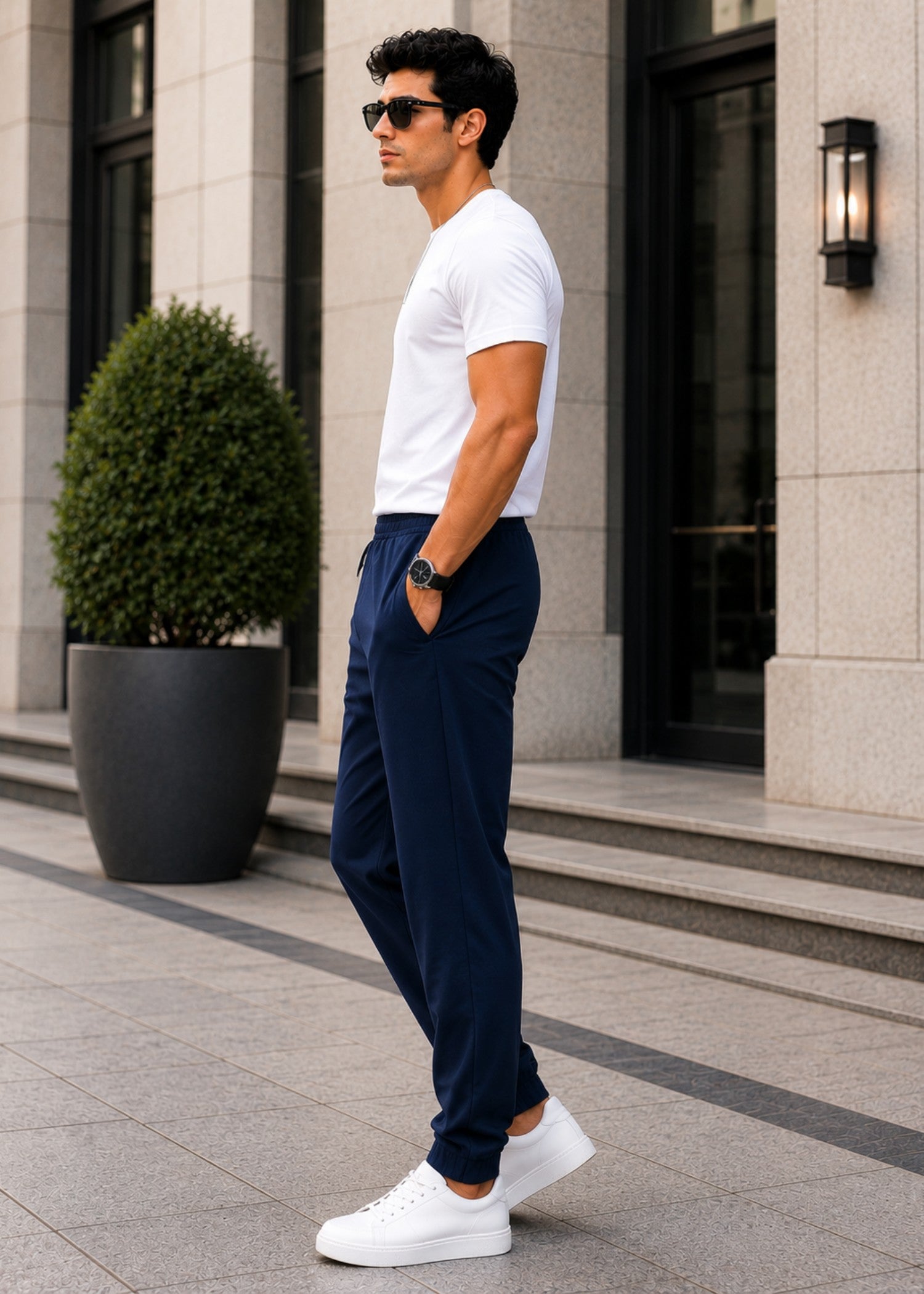 cotton Trousers in Moonlight blue