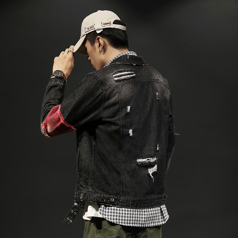 Spring New Denim Jacket Men'S Slim Tooling Jacket