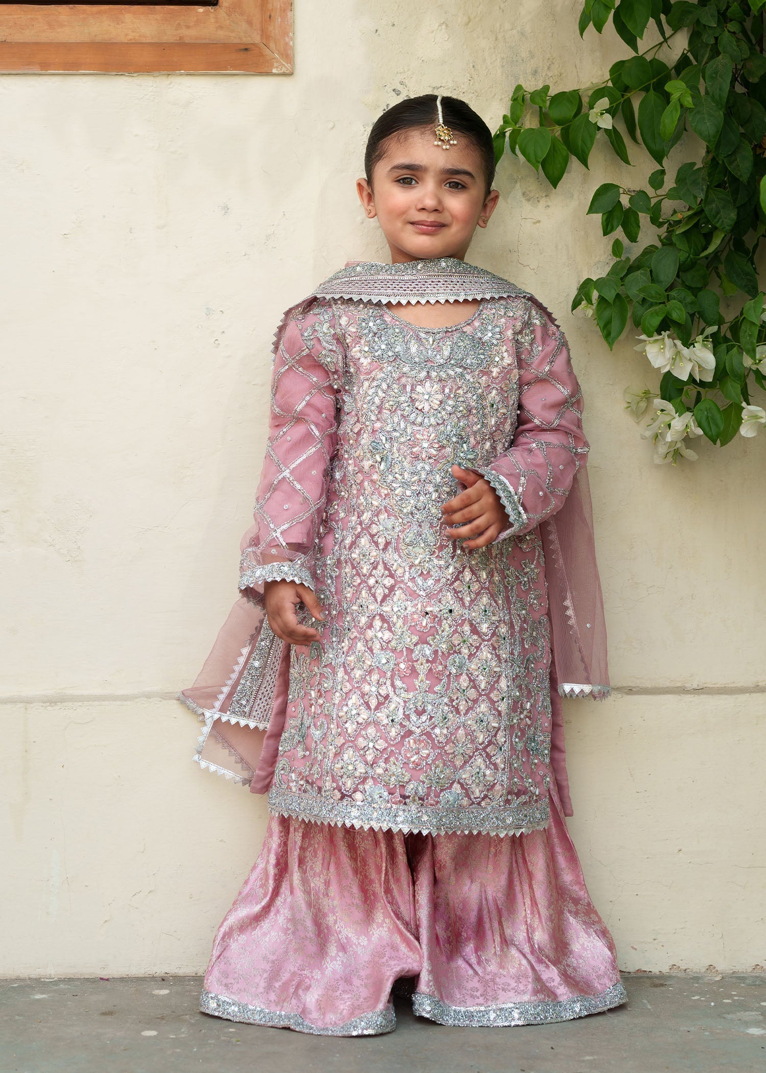 chiffon Gharara in Pink