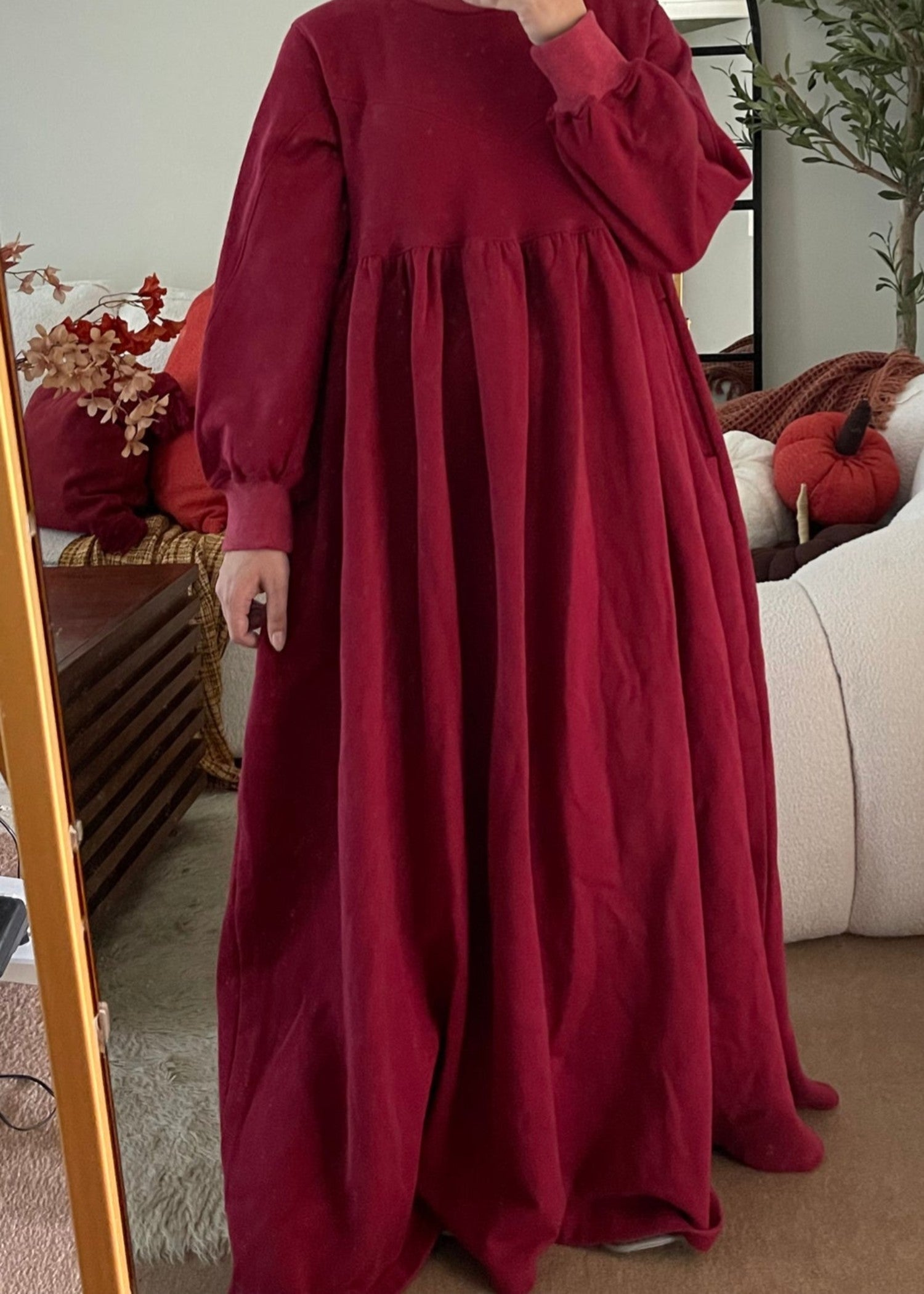 fleece Maxi in Cherry red