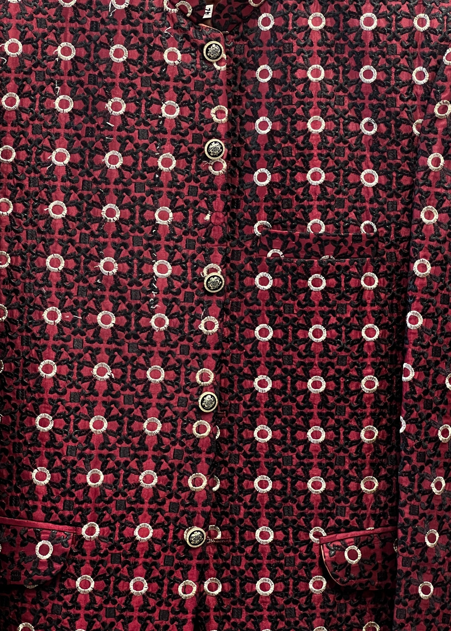 silk Prince Coat in Maroon, black