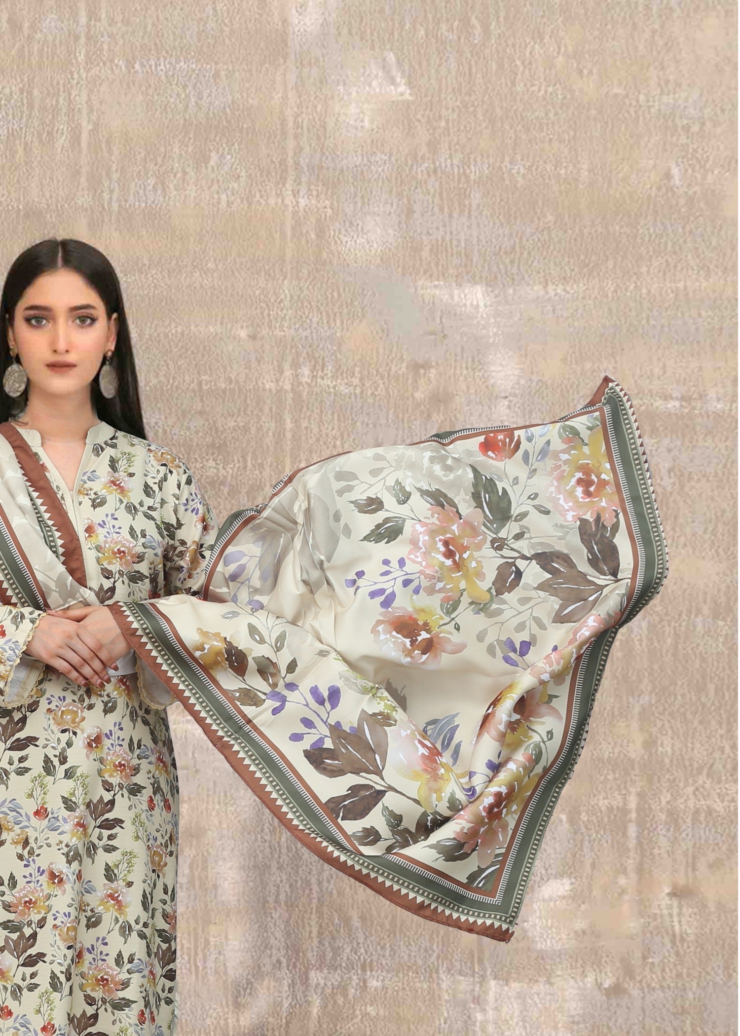 khaddar Kurta Set in Pastel green, lemonade