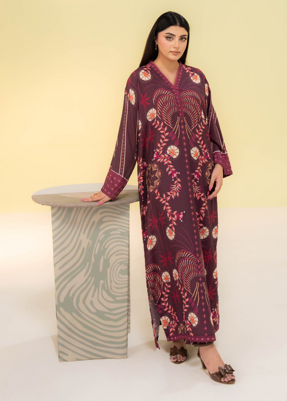 poly lawn Kaftan in Plum