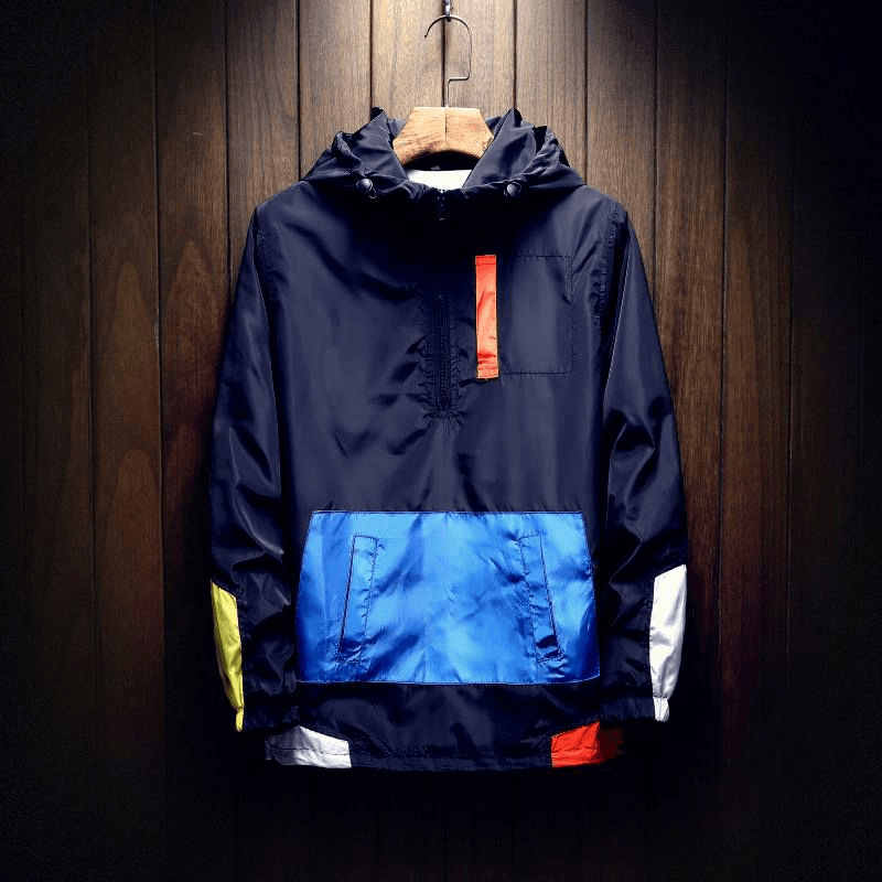 Men'S Hooded Jacket Men'S Color Matching Trend