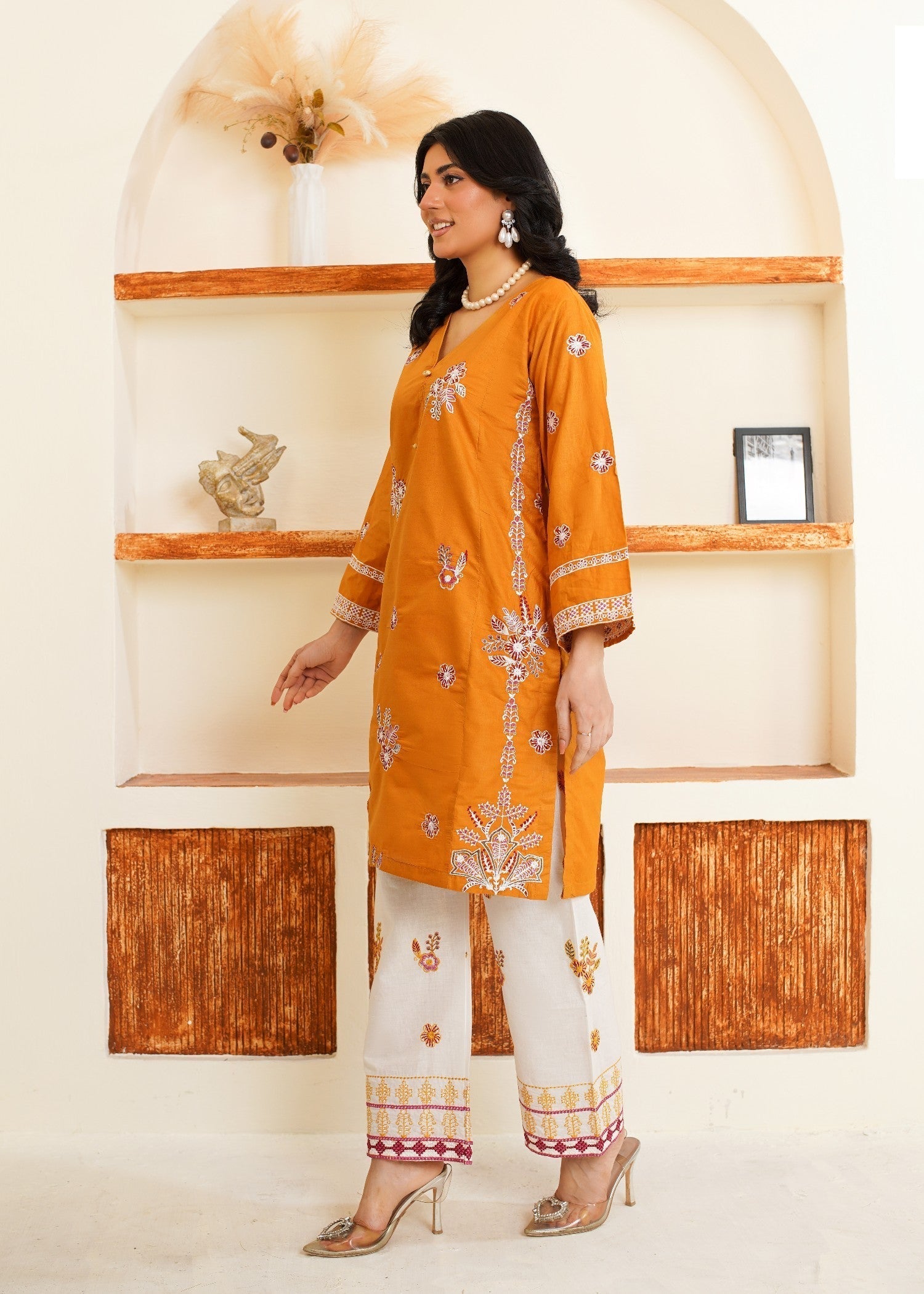 cotton Kurta Set in Mari gold