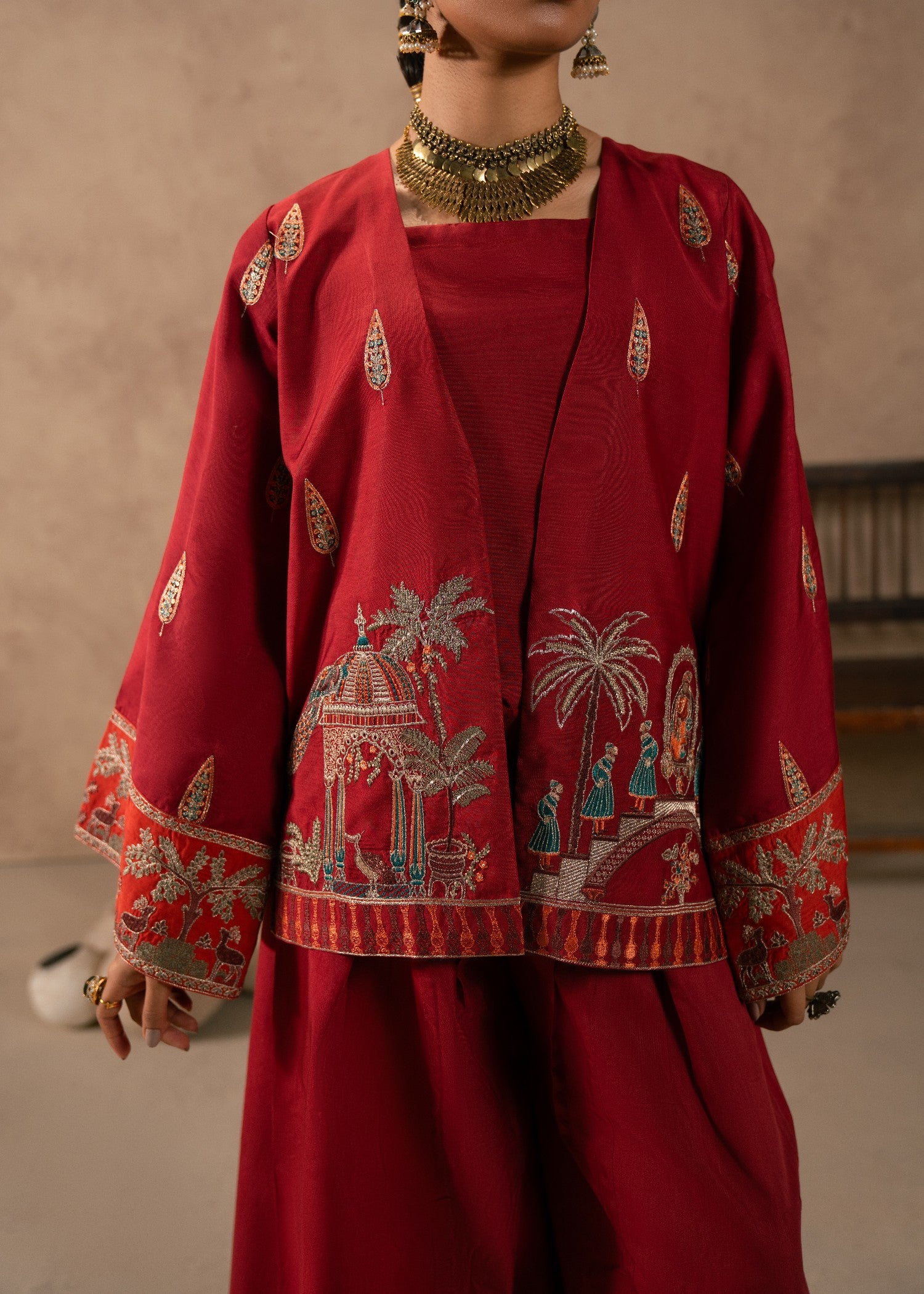 viscose thai silk Jacket in Maroon