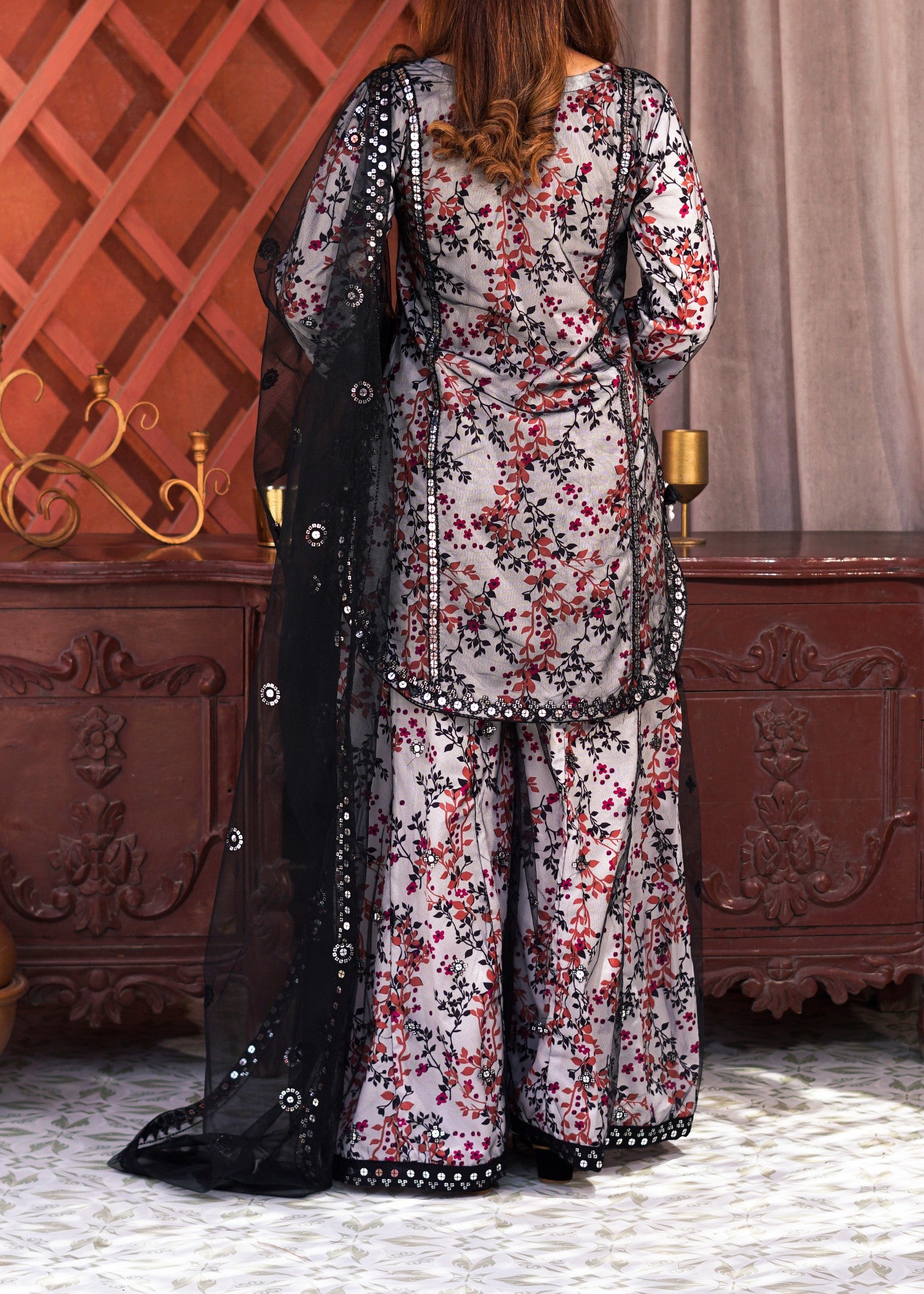net Kurta Set in Multi