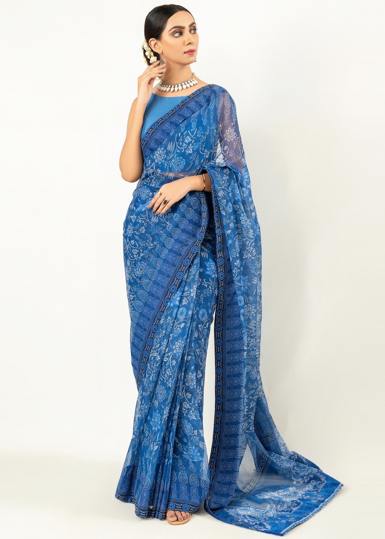 chiffon Unstitched in Dark blue