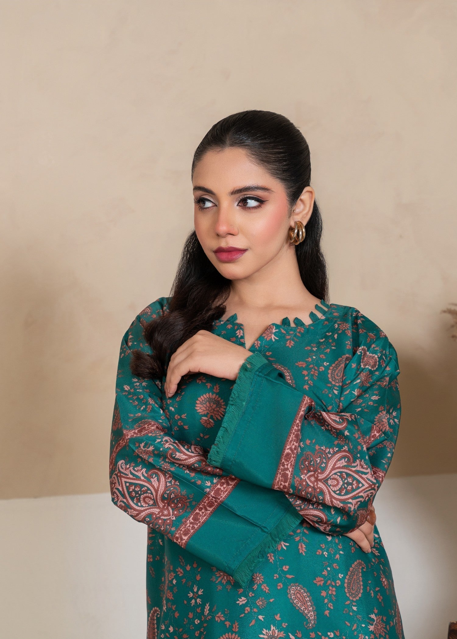 silk grip Kurta Set in Green