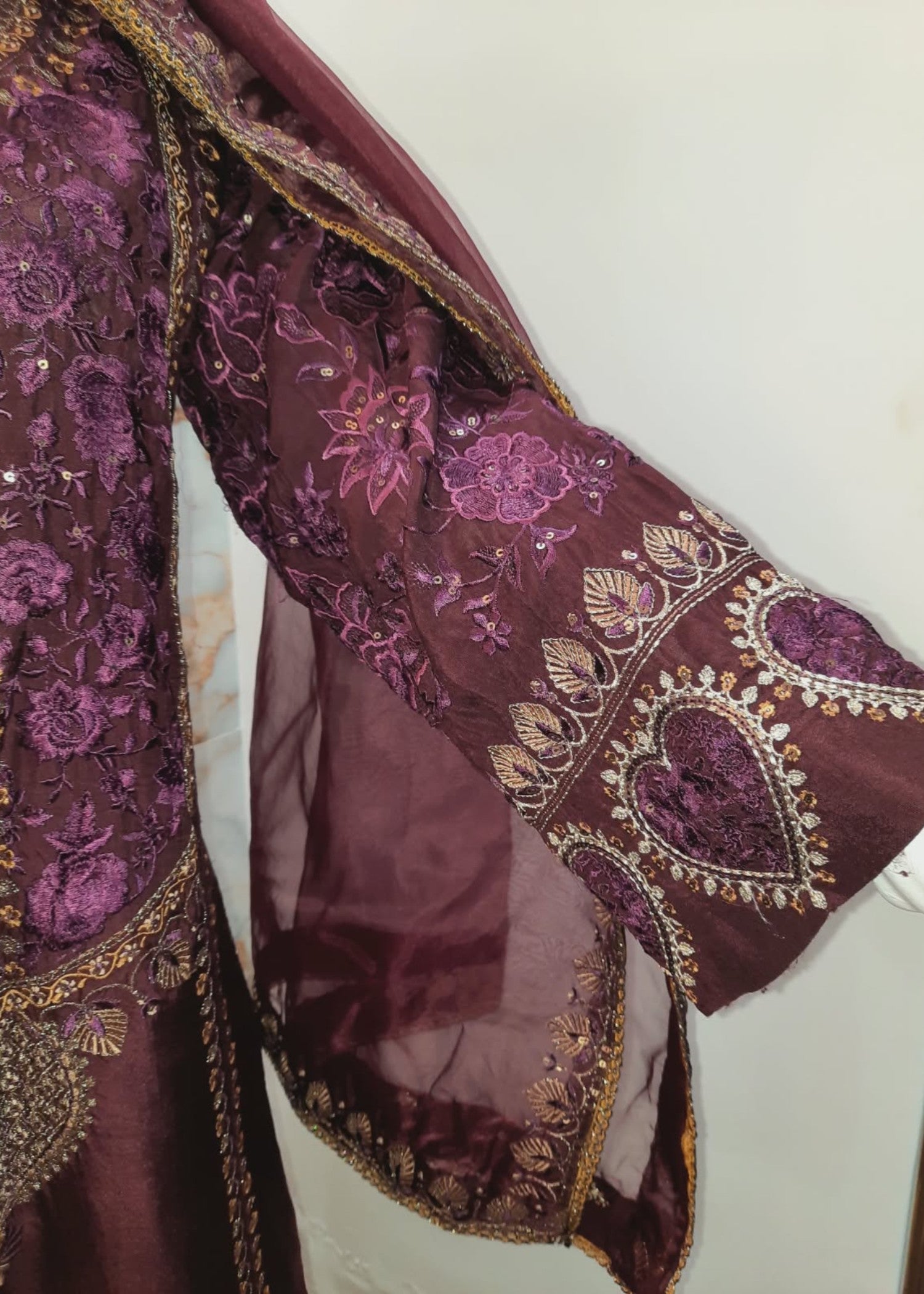 raw silk Unstitched in Maroon