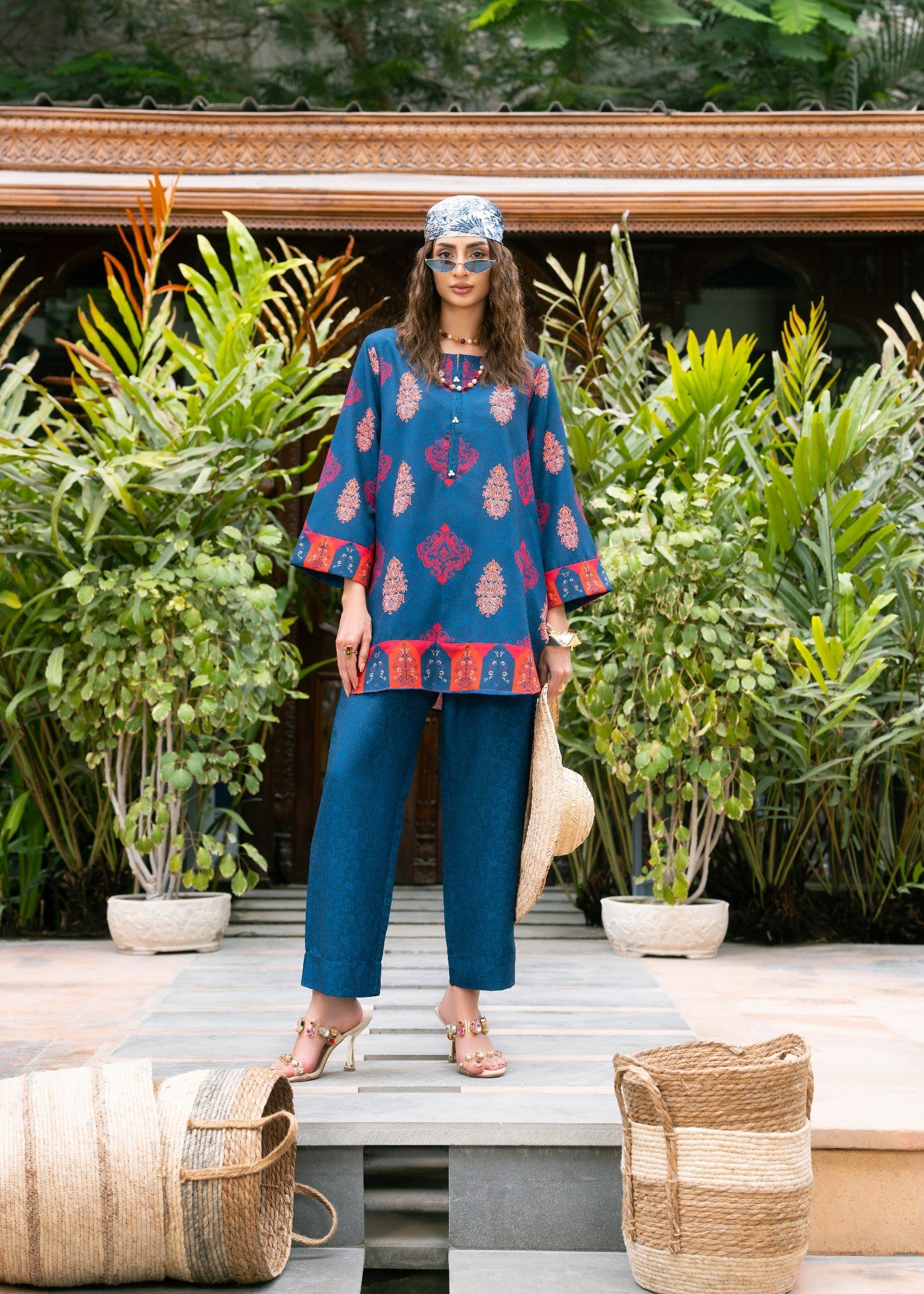 poly lawn Co ord Sets in Cobalt blue