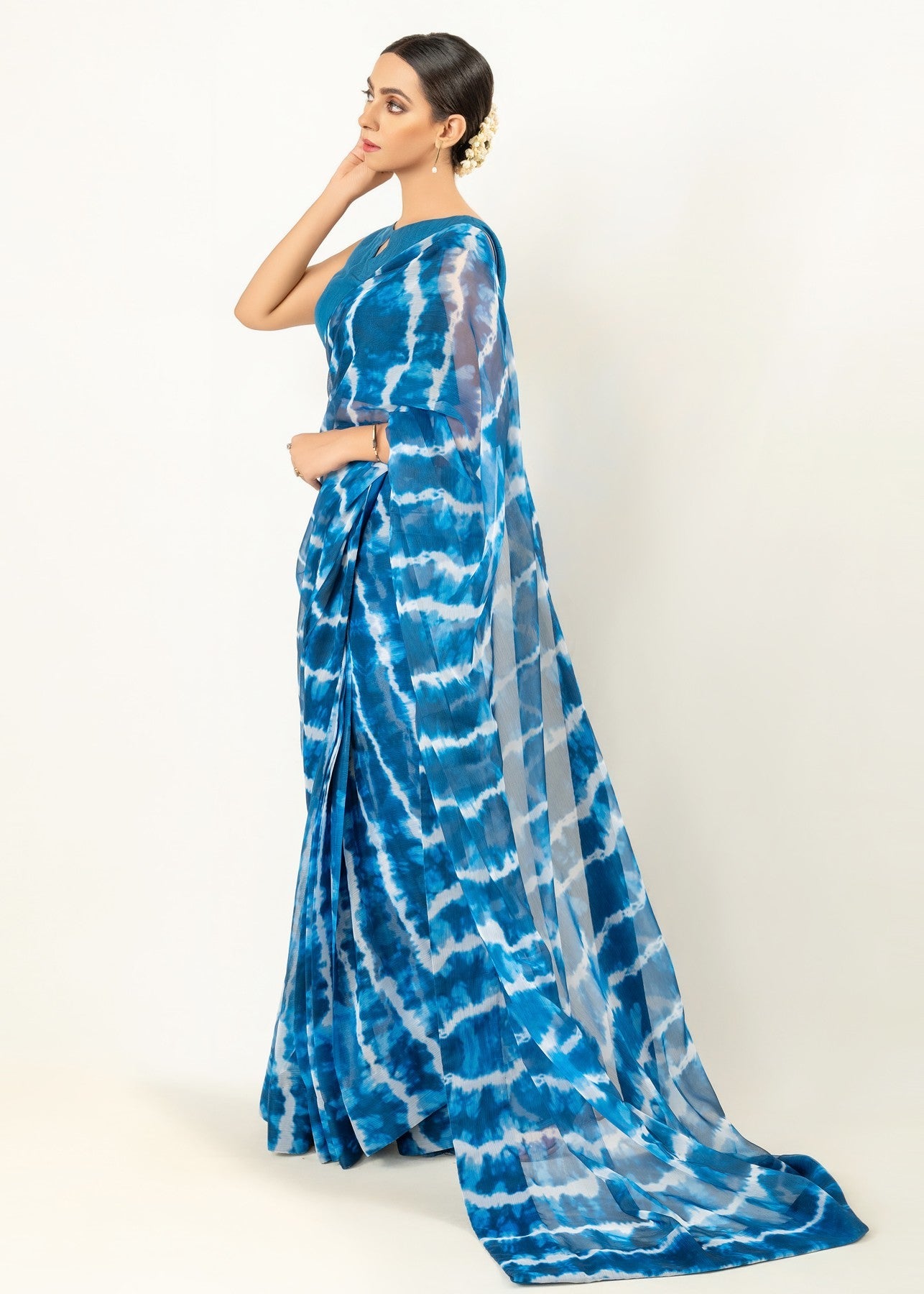 chiffon Unstitched in Navy blue