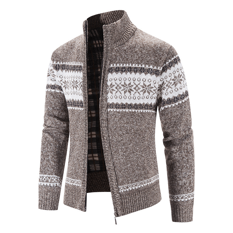 Men'S Color Block Christmas Snowflake Jacket
