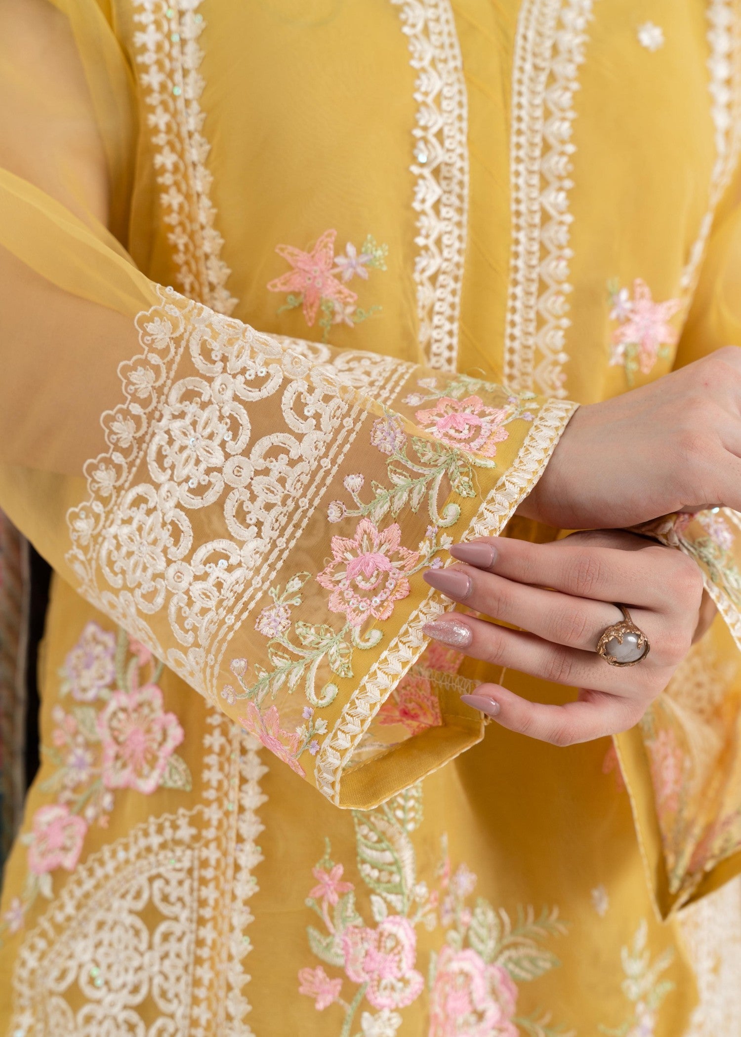 organza Kurta Set in Lemonade