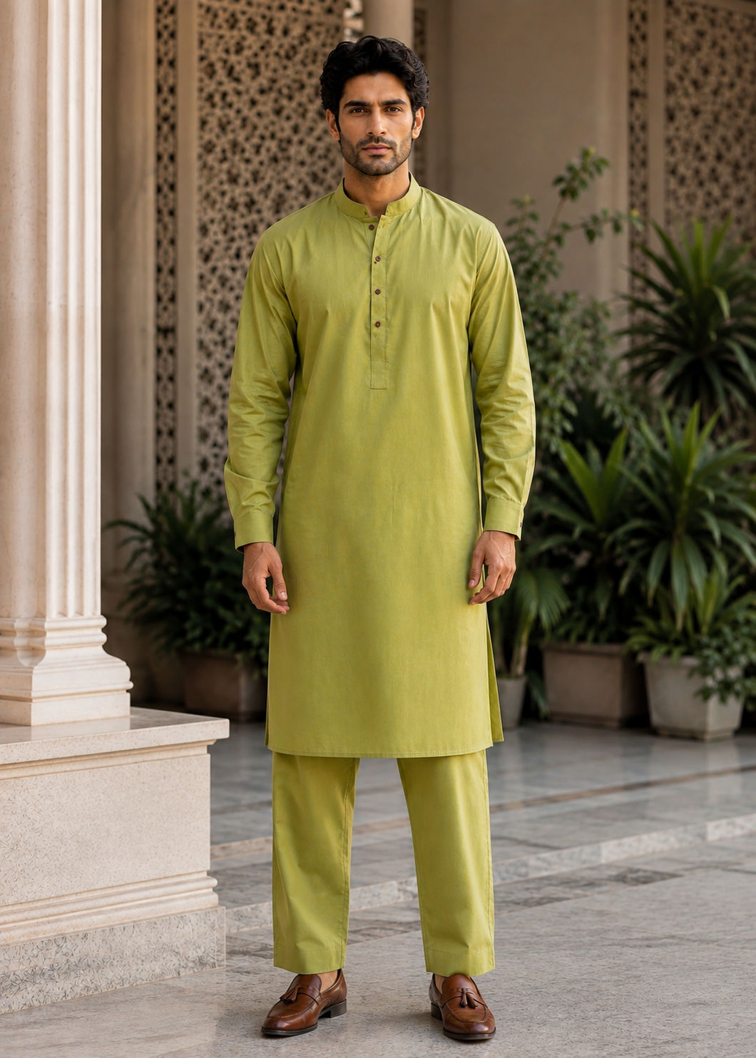 wash & wear Kurta Set in Pistachio green