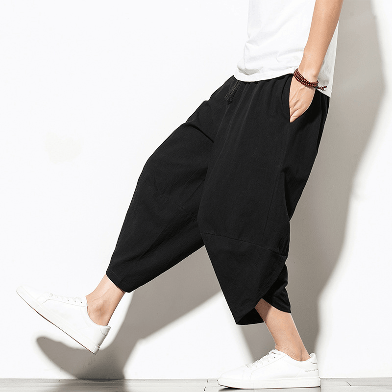 Summer New Loose Carrot Pants - Casual Wide Leg, Chinese Style Men's Harem Pants in Cotton Linen