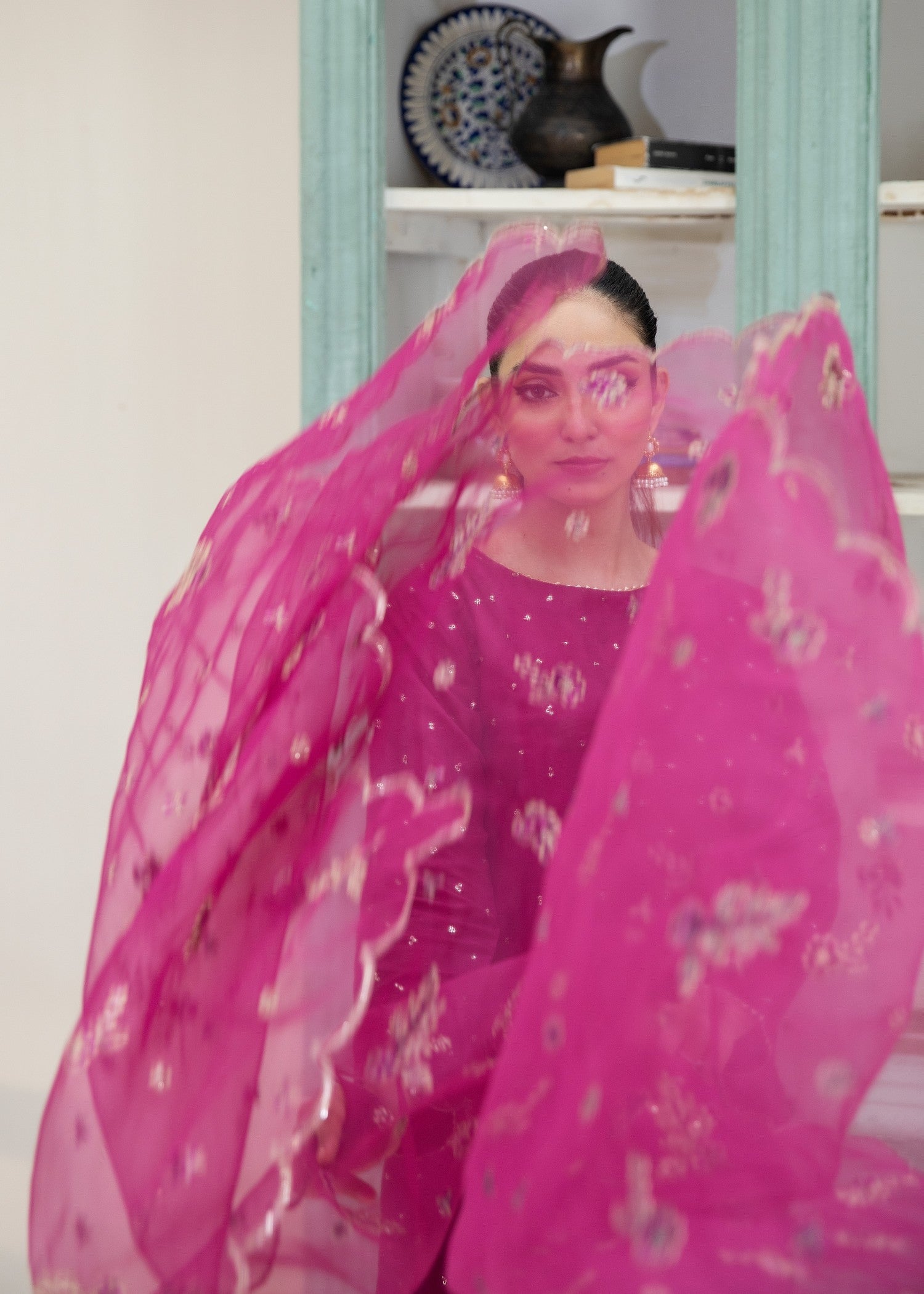 kattan silk Kurta Set in Magenta