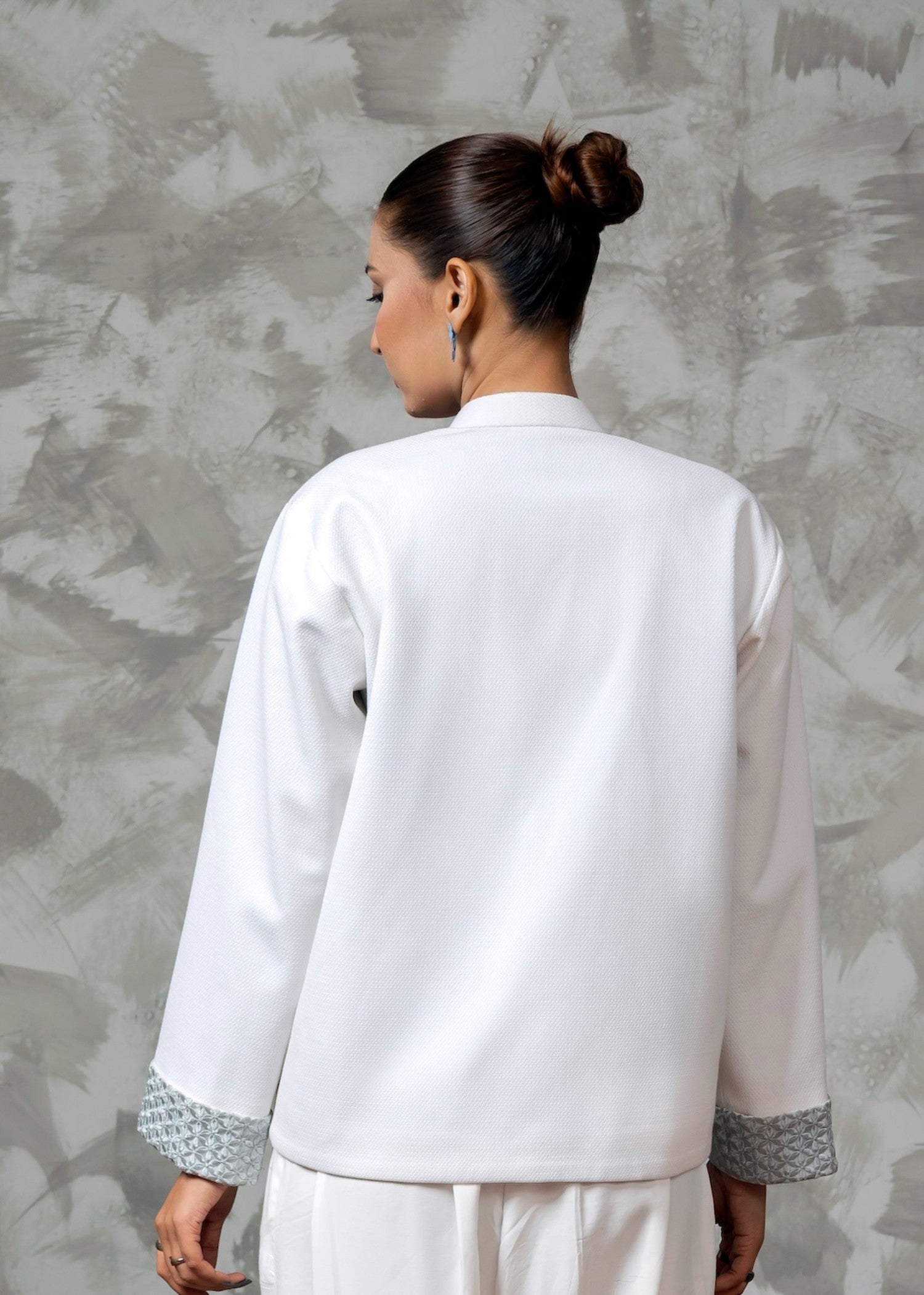 cotton pique Coat in White