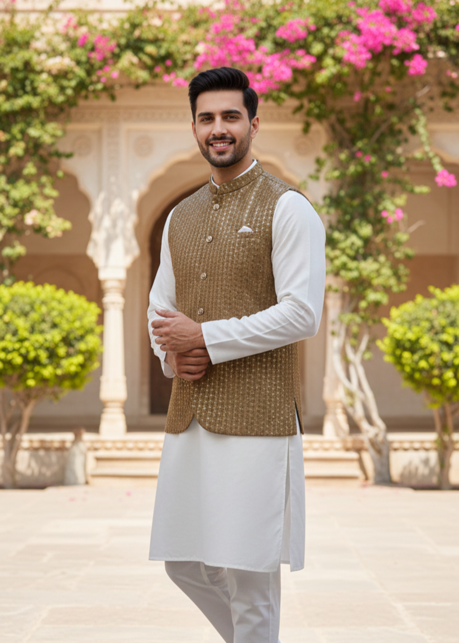 silk Waistcoat in Brown