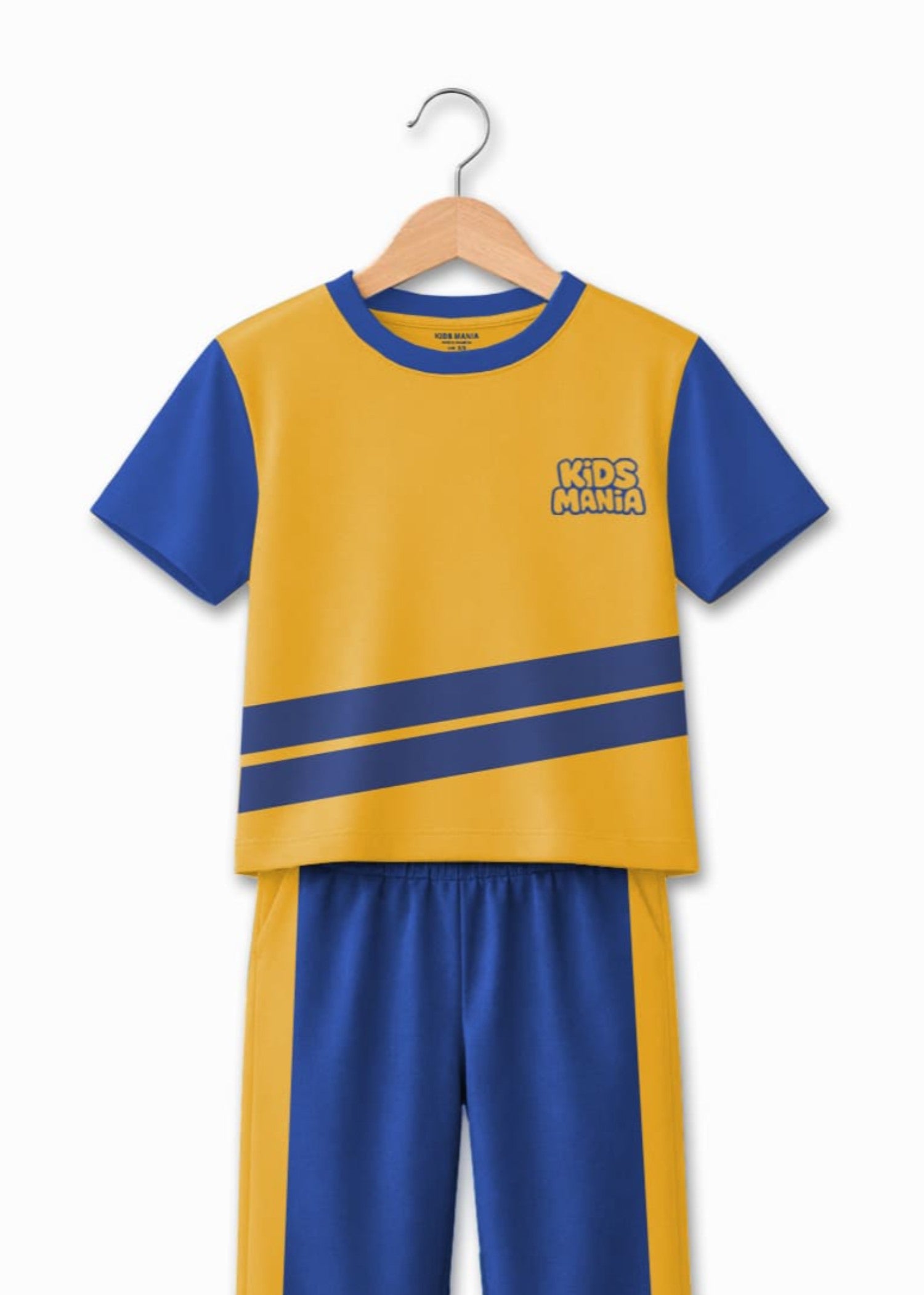 interlock knit Tracksuit in Mustard, royal blue