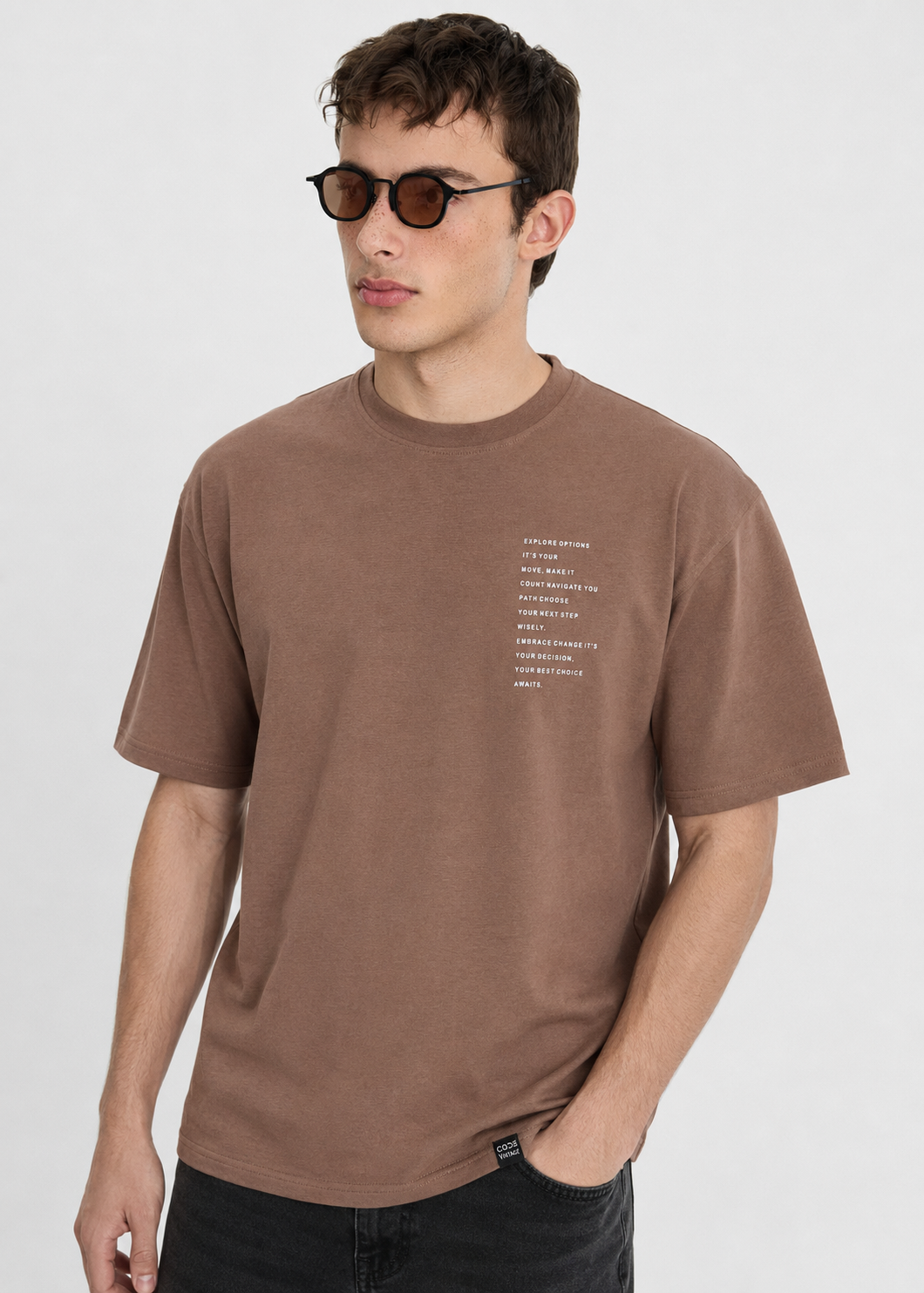 cotton T Shirt in Mocha brown