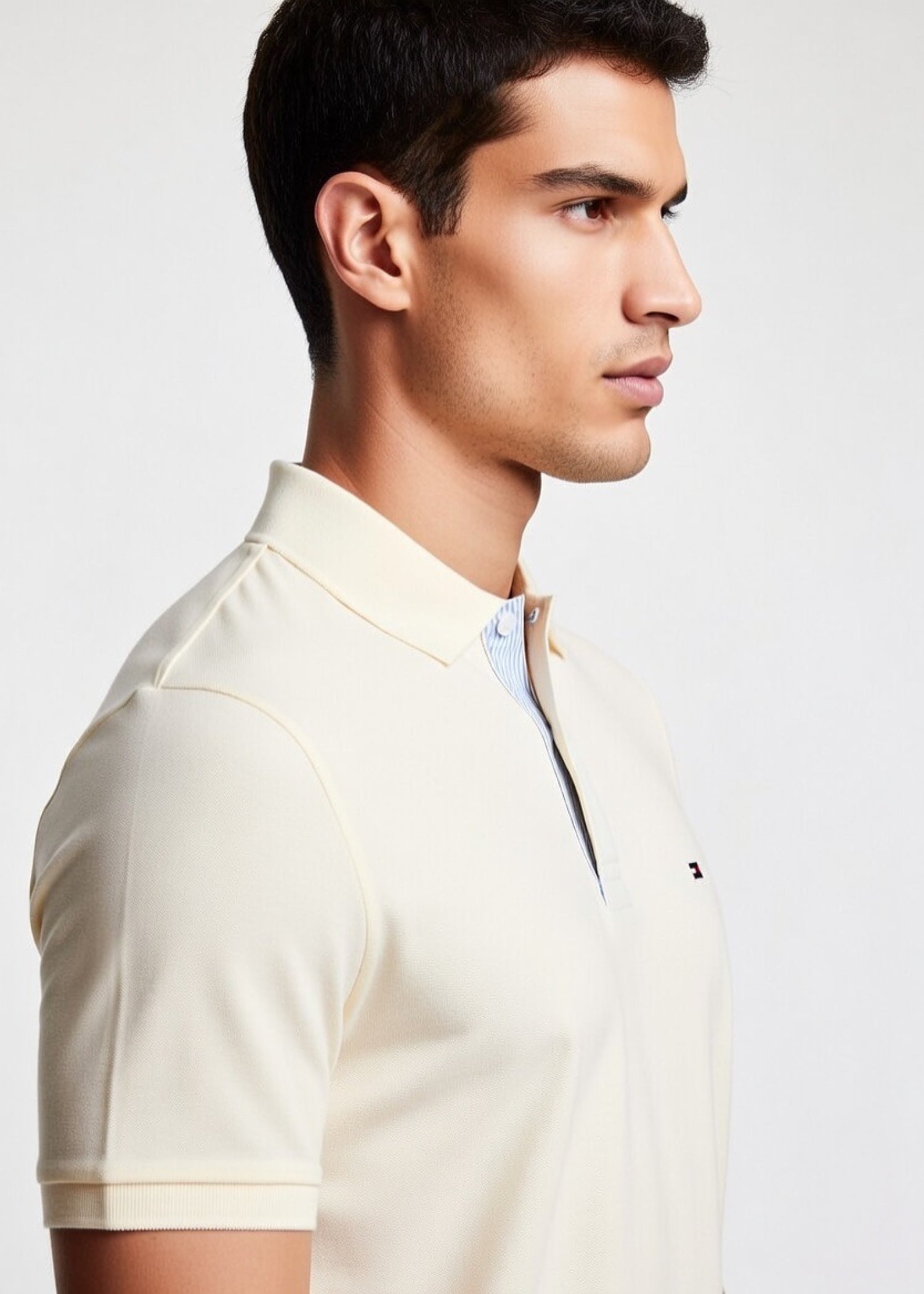polycotton Polo Shirt in Cream